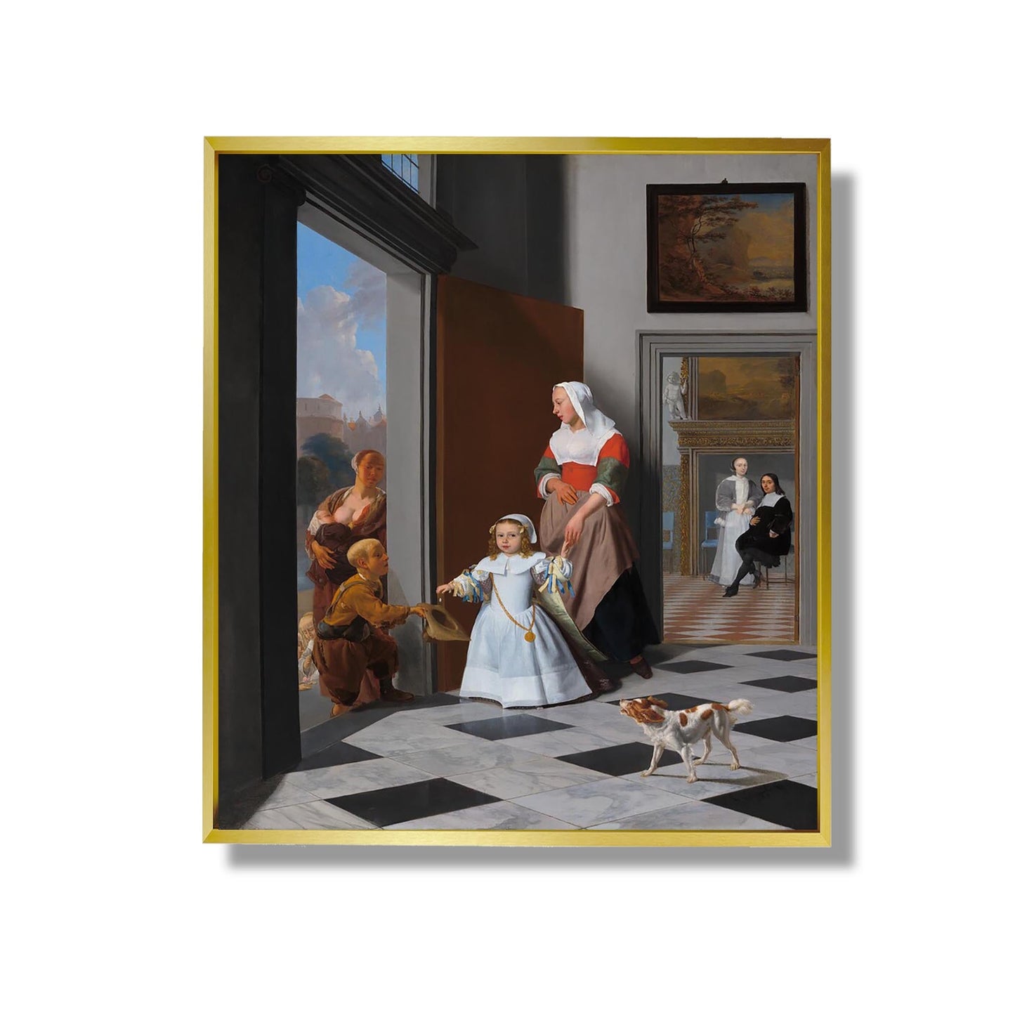 A Nurse and a Child in an Elegant Foyer - Jacob Ochtervelt