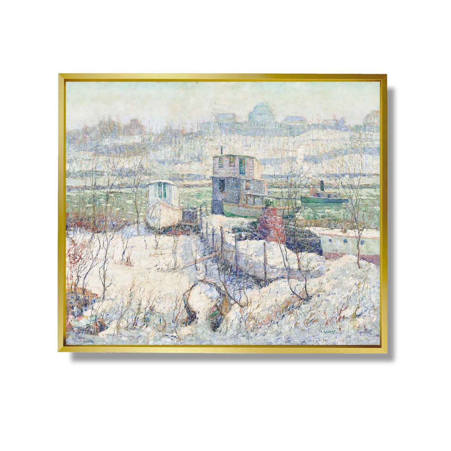 Boathouse, Winter, Harlem River - Ernest Lawson