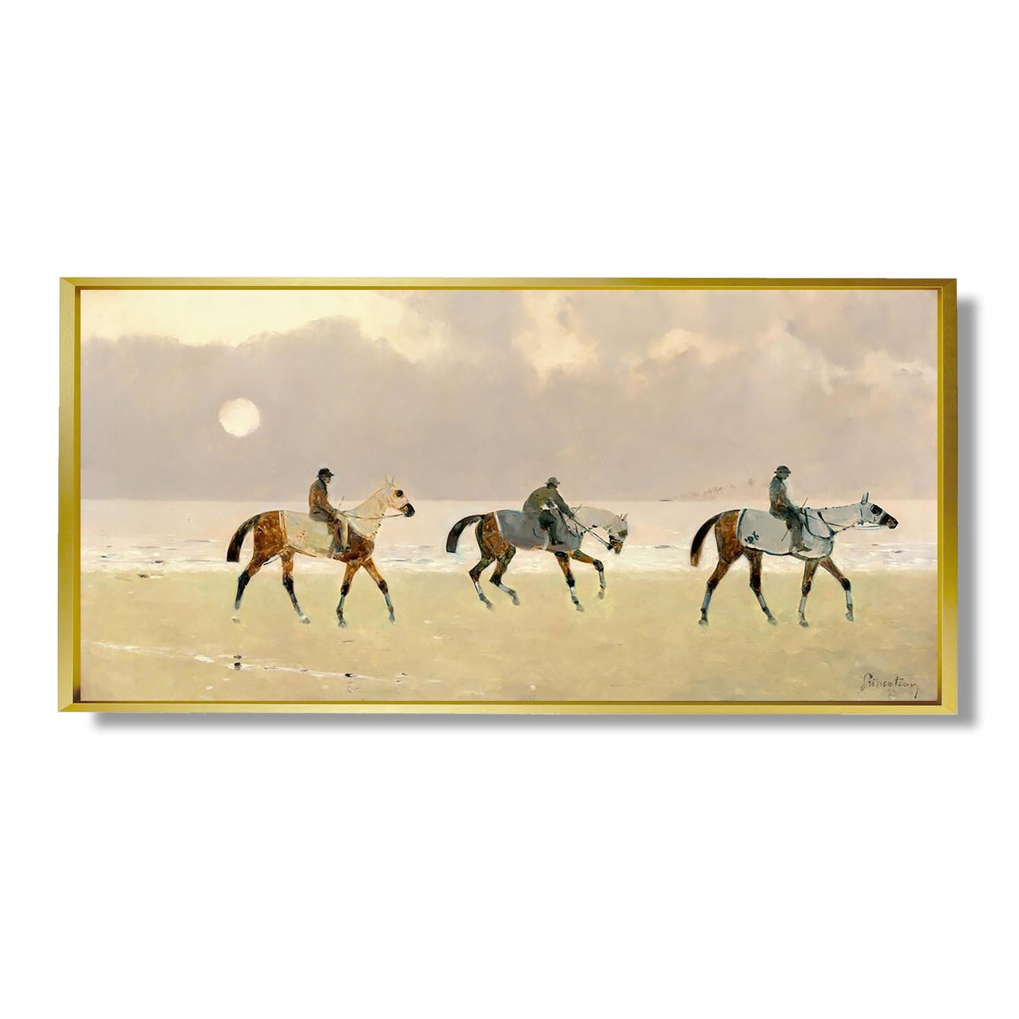 Cavaliers sur la plage de Dieppe - Rene Pierre Charles Princeteau