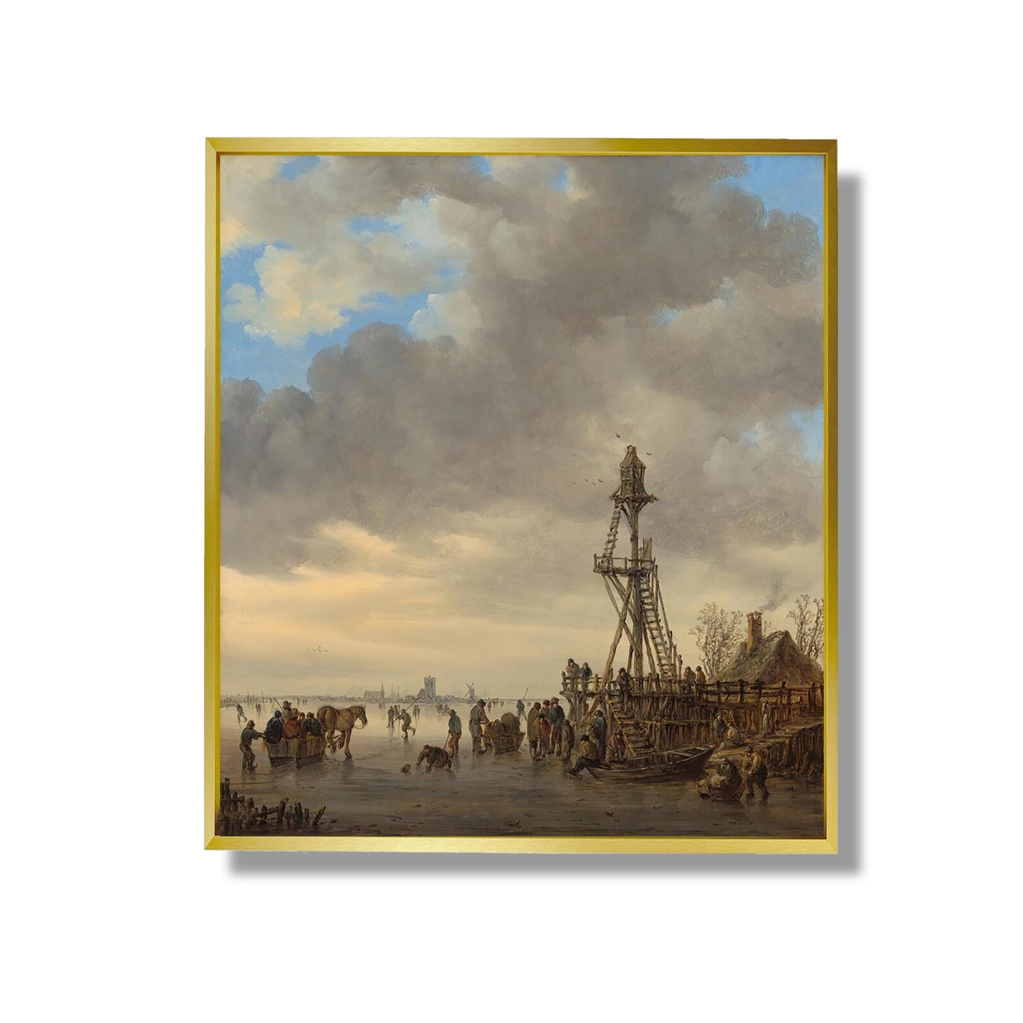 Ice Scene near a Wooden Observation Tower - Jan van Goyen