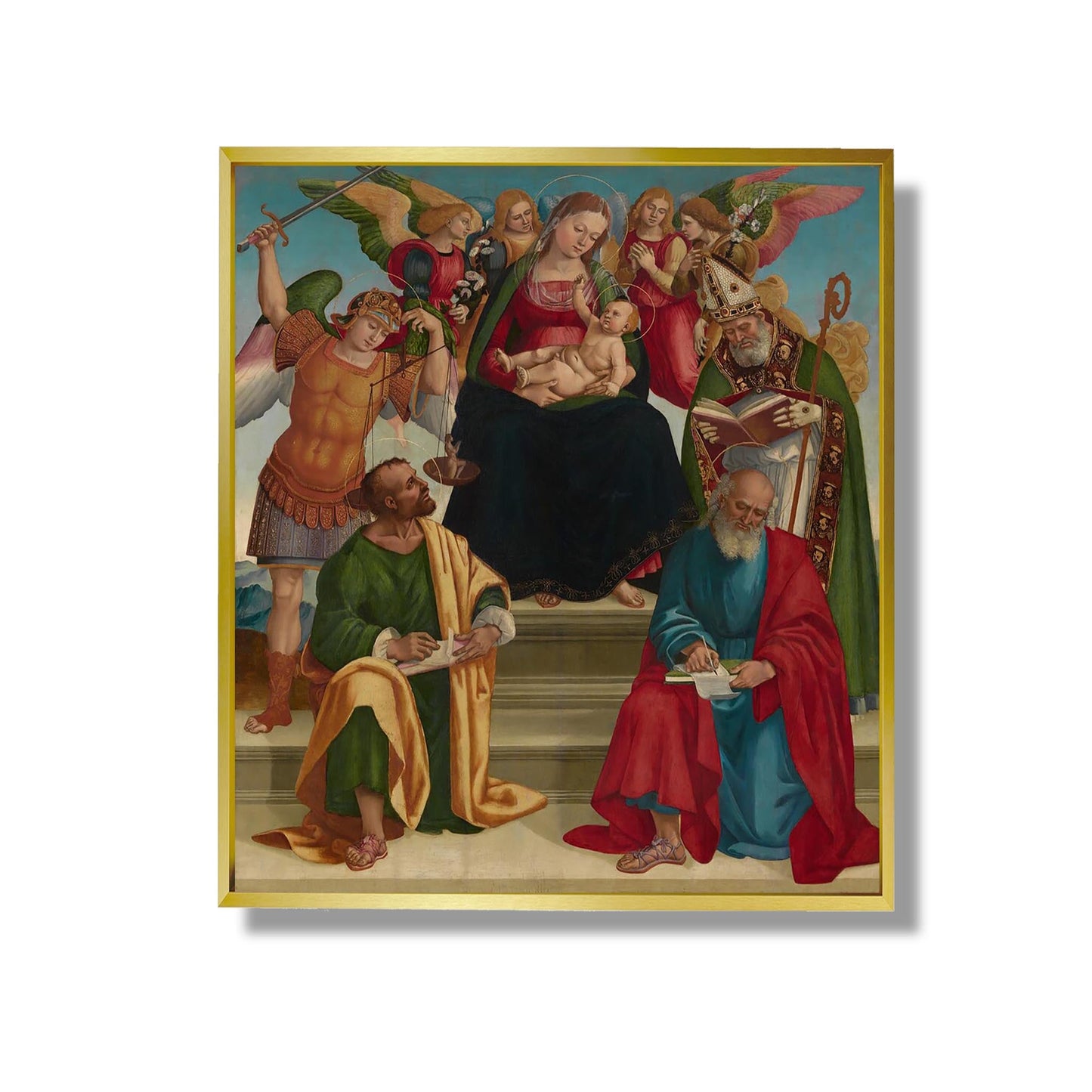 Die Jungfrau und das Kind mit Heiligen und Engeln - Luca Signorelli