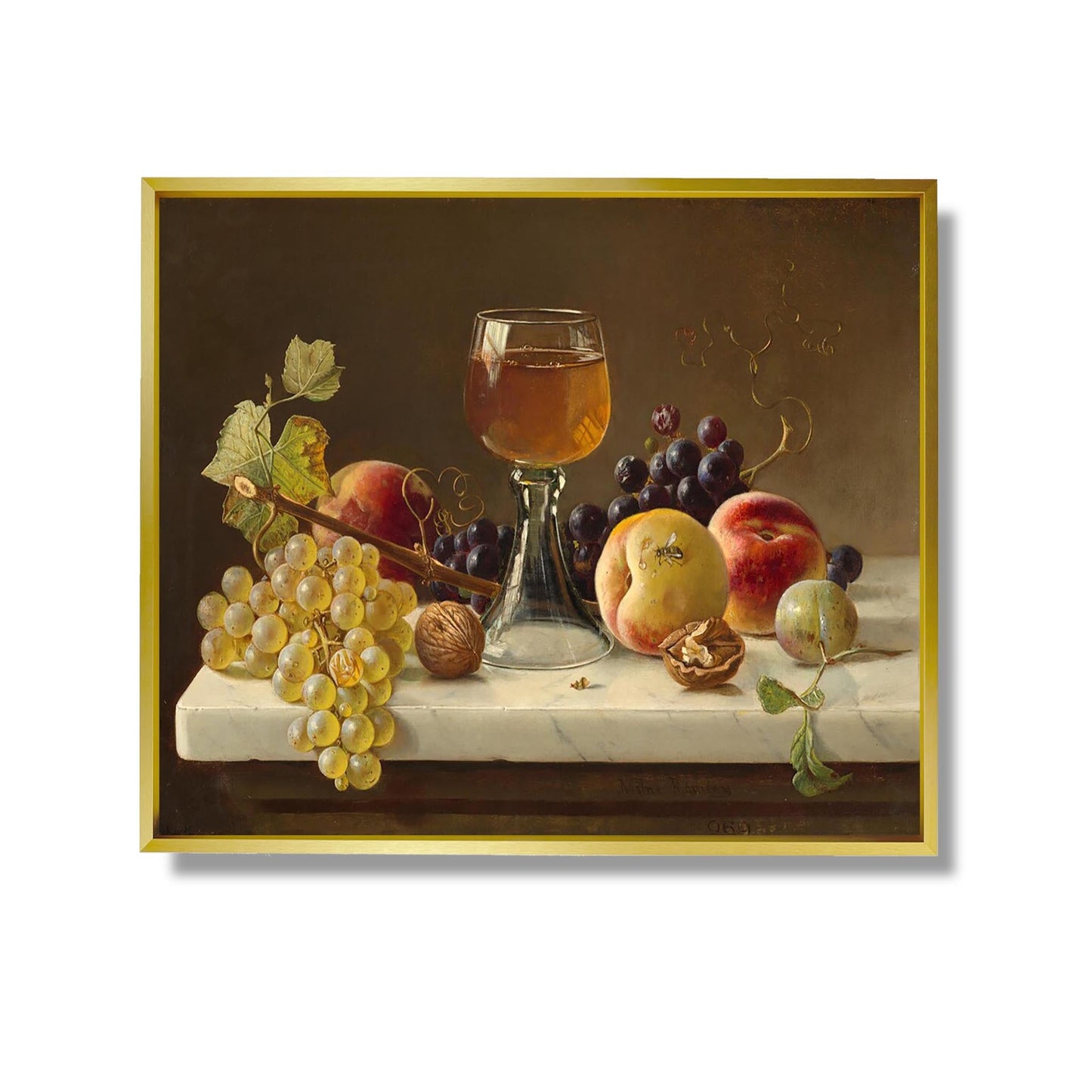 Marble Tabletop with Fruit and Wineglass - Milne Ramsey