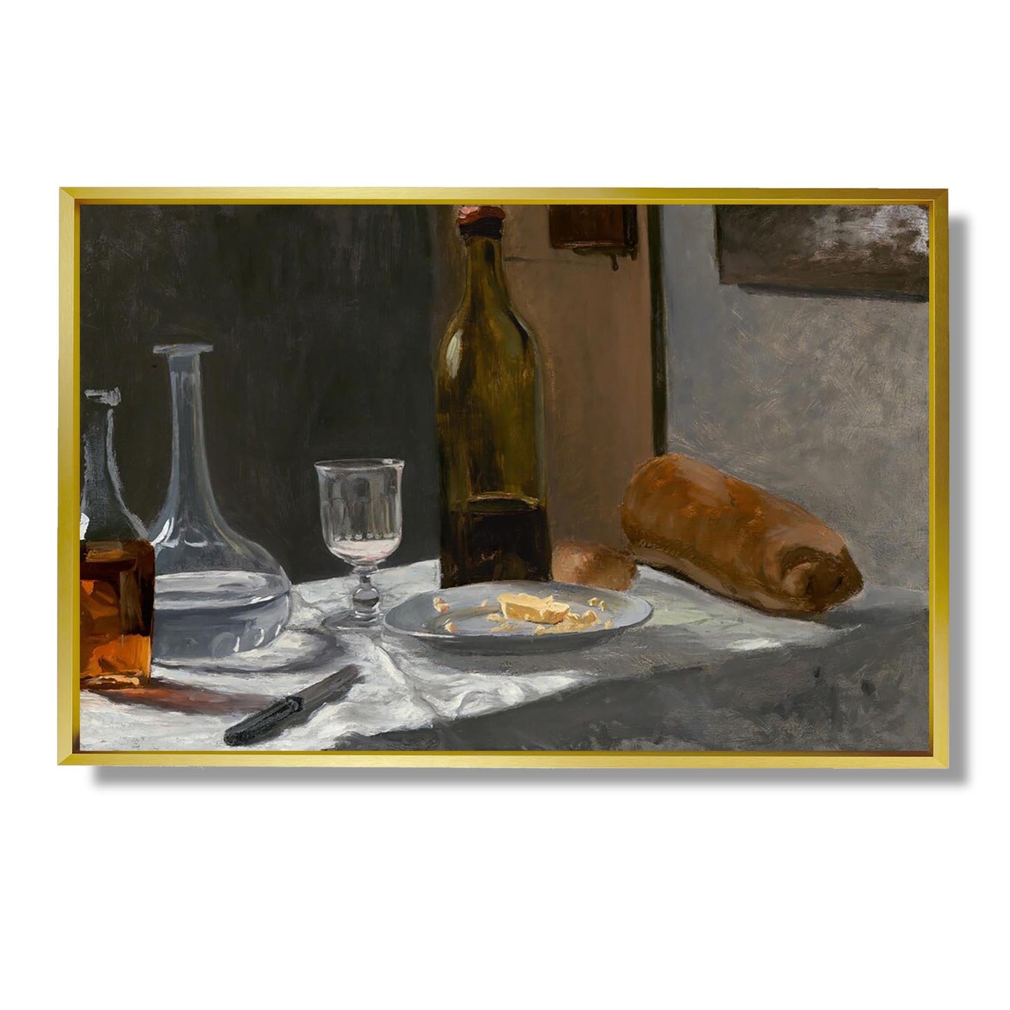 Nature morte avec bouteille, carafe, pain et vin - Claude Monet