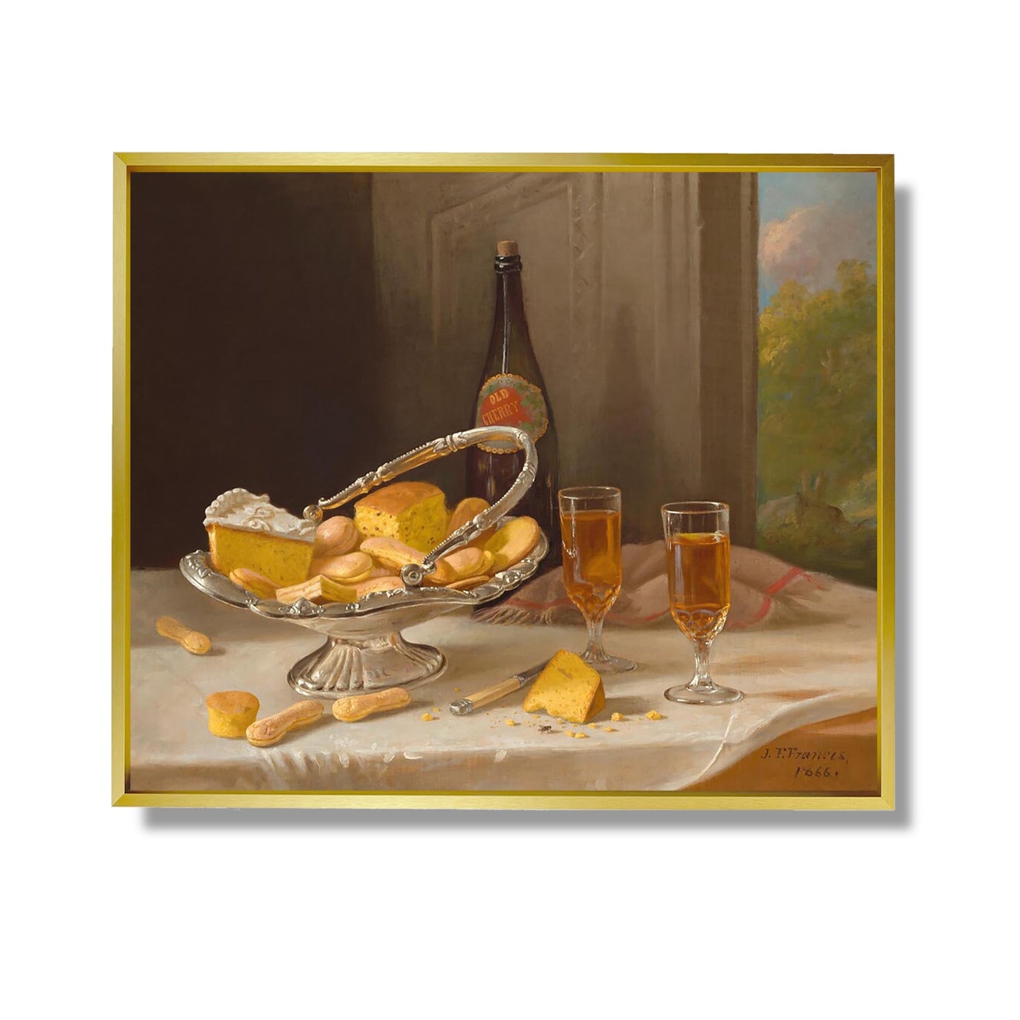 Stillleben mit silbernem Kuchenkorb - John F. Francis