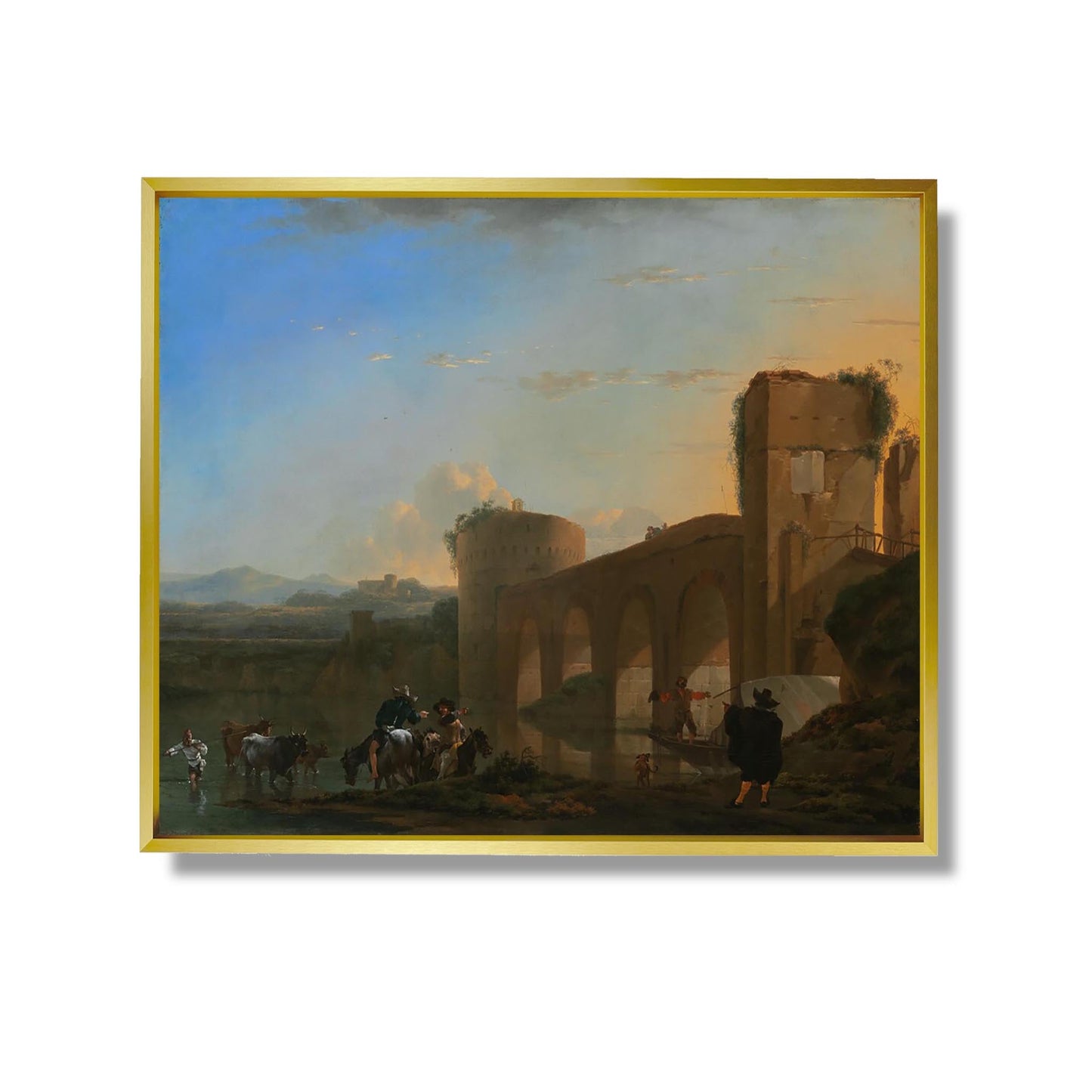 Der Tiber mit der Ponte Molle bei Sonnenuntergang - Jan Asselijn