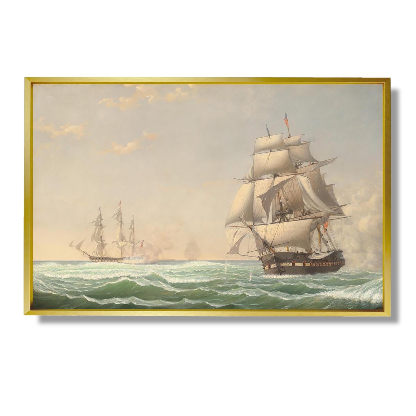 The United States Frigate 'President' Engaging the British Squadron, 1815 - Fitz Henry Lane