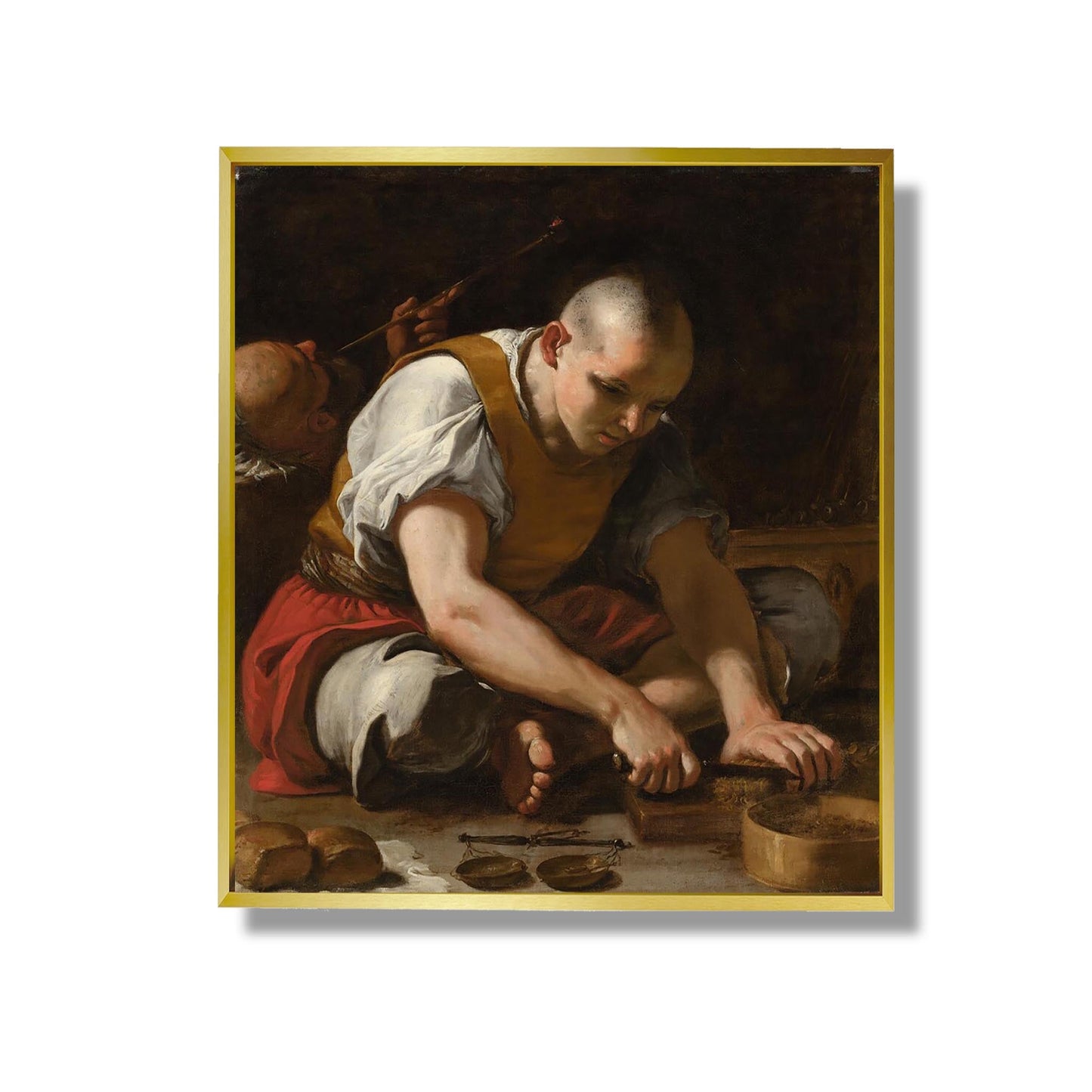 Ein Mann schneidet Tabak - Mattia Preti