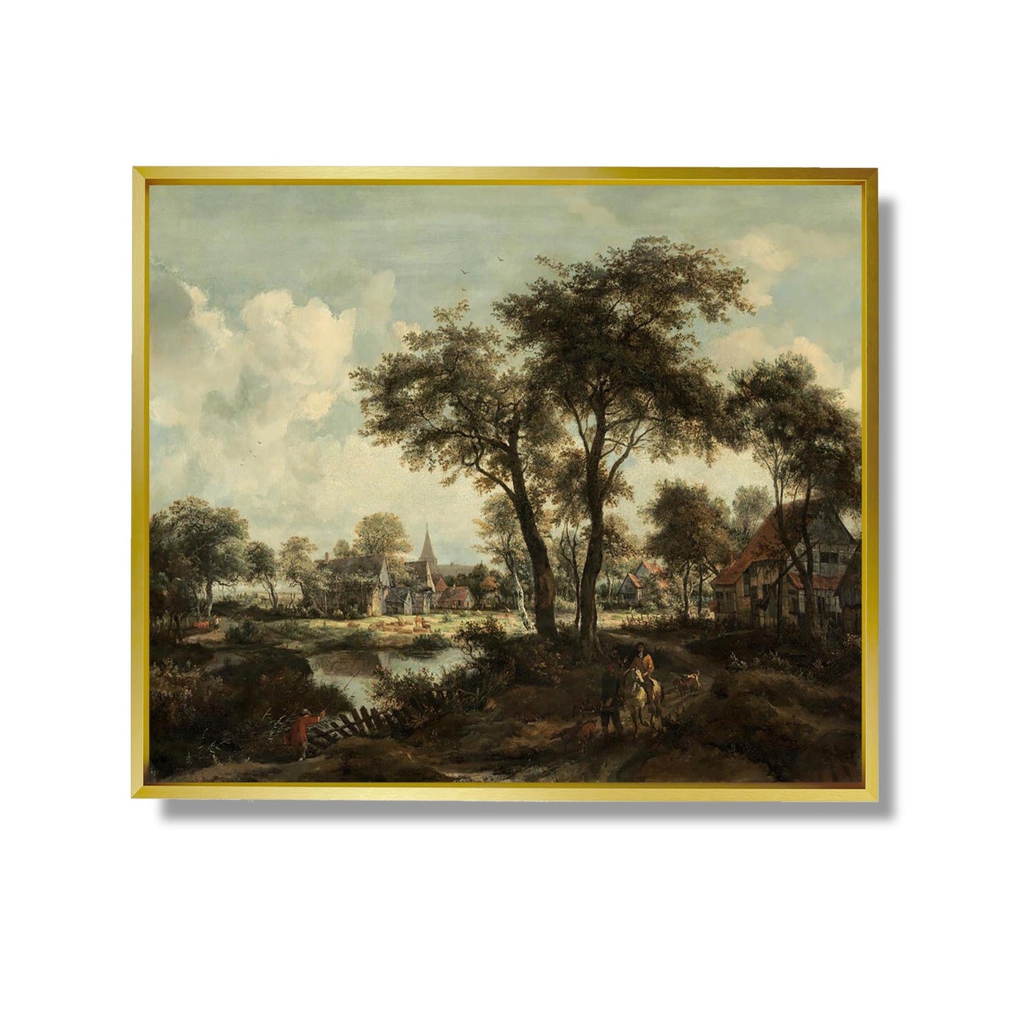 Dorf in der Nähe eines Teichs - Meindert Hobbema