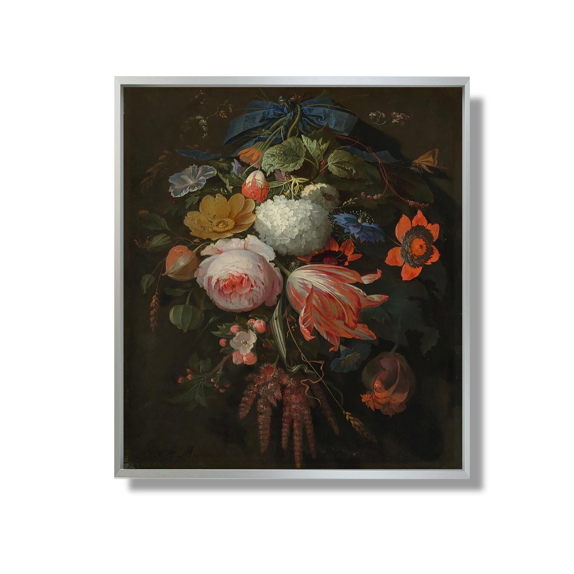 A Hanging Bouquet of Flowers - Abraham Mignon - Reproduction Peinture