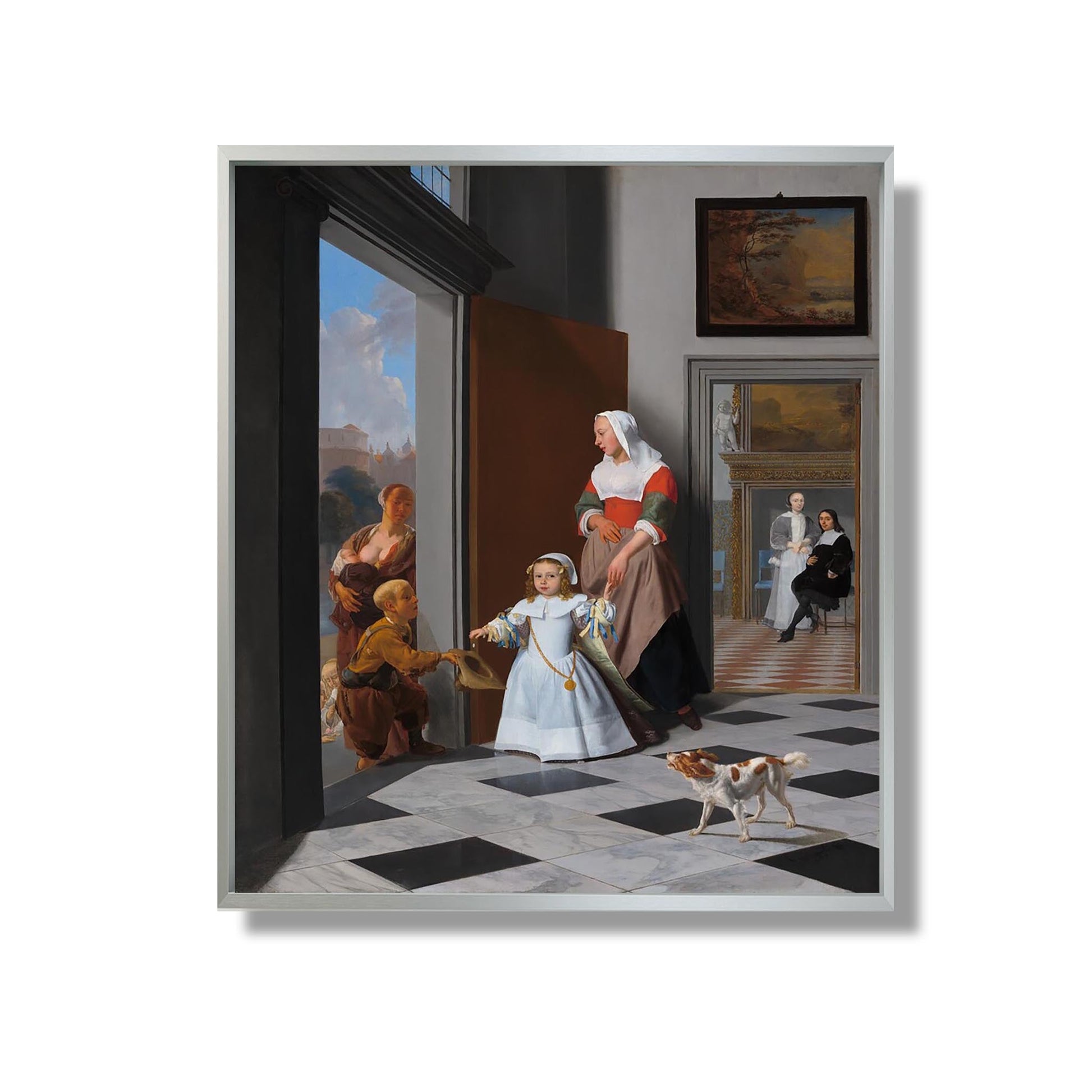 A Nurse and a Child in an Elegant Foyer - Jacob Ochtervelt - Reproduction Peinture