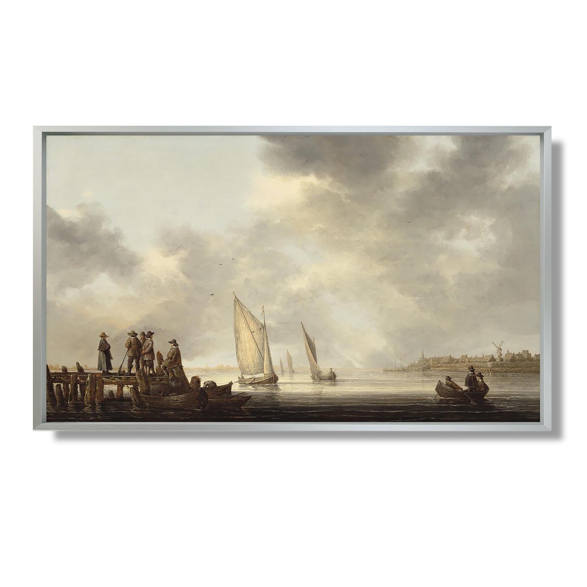 A Pier Overlooking Dordrecht - Aelbert Cuyp - Reproduction Peinture