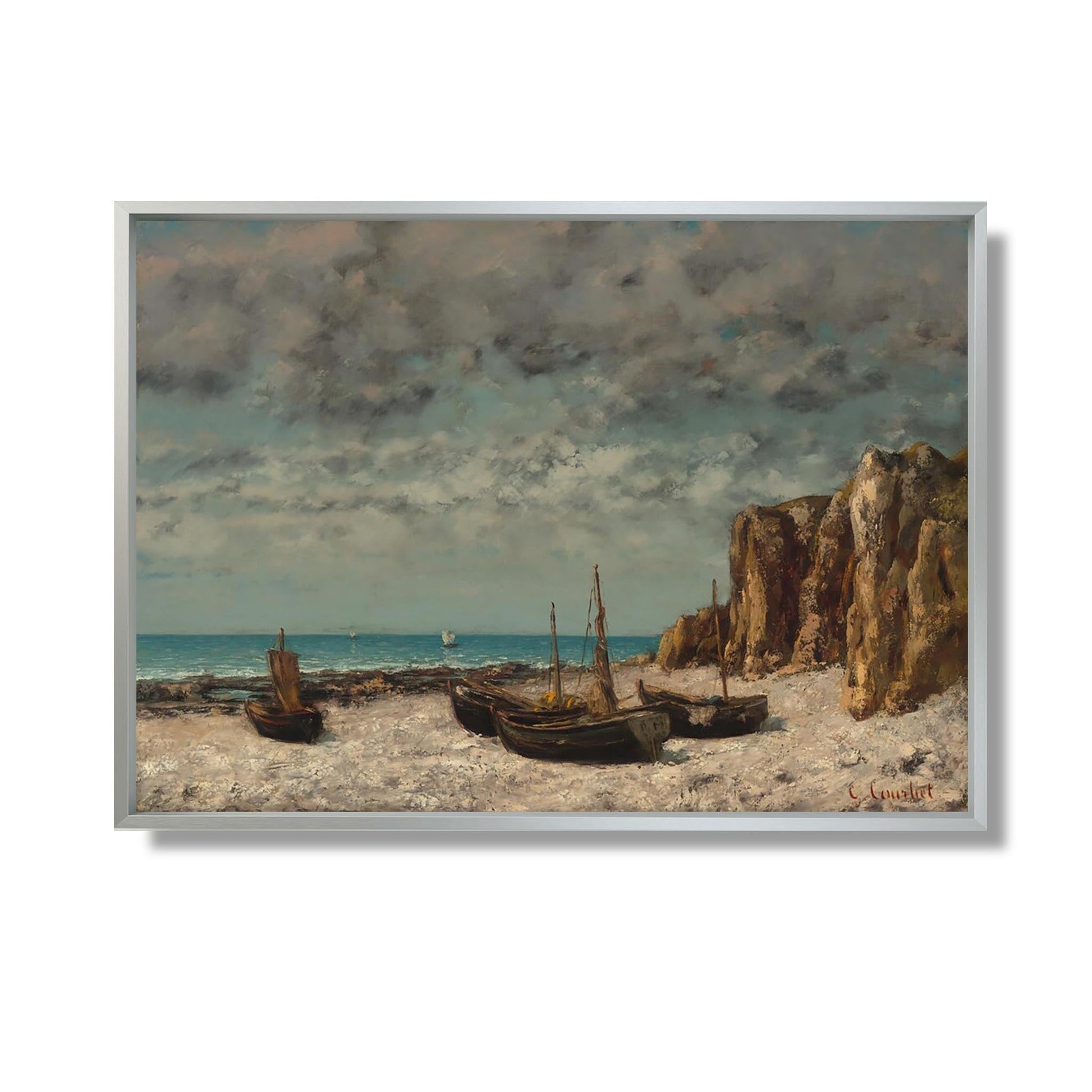 Bâteaux sur une plage, Etretat - Gustave Courbet - Reproduction Peinture