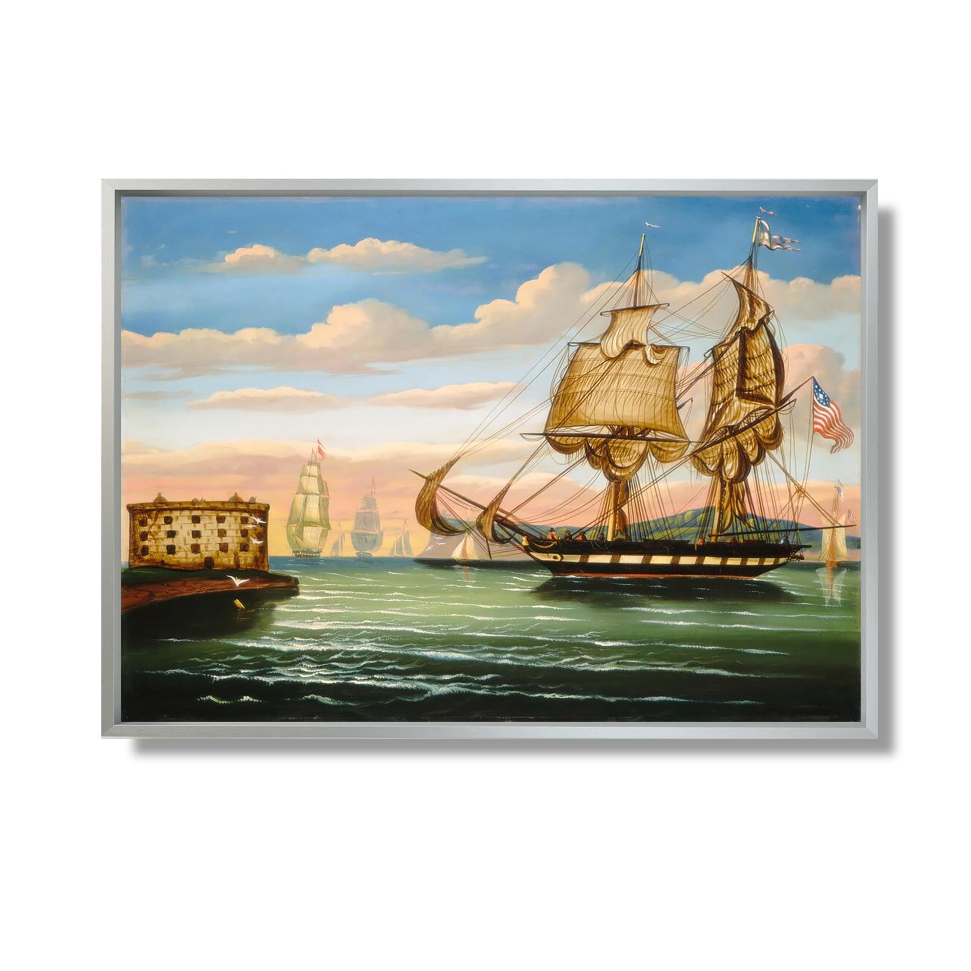 Bay of New York, Sunset - Thomas Chambers - Reproduction Peinture