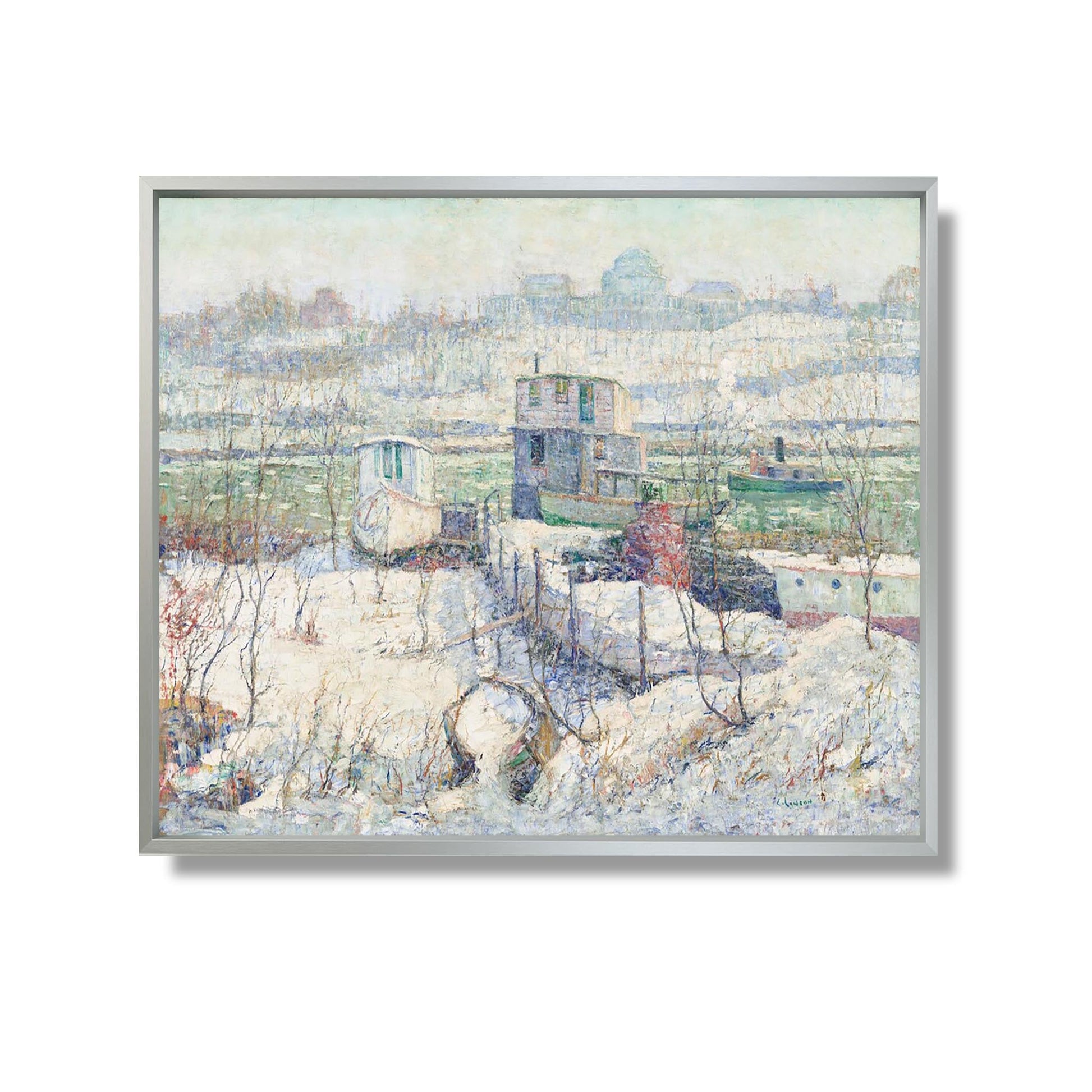Boathouse, Winter, Harlem River - Ernest Lawson - Reproduction Peinture