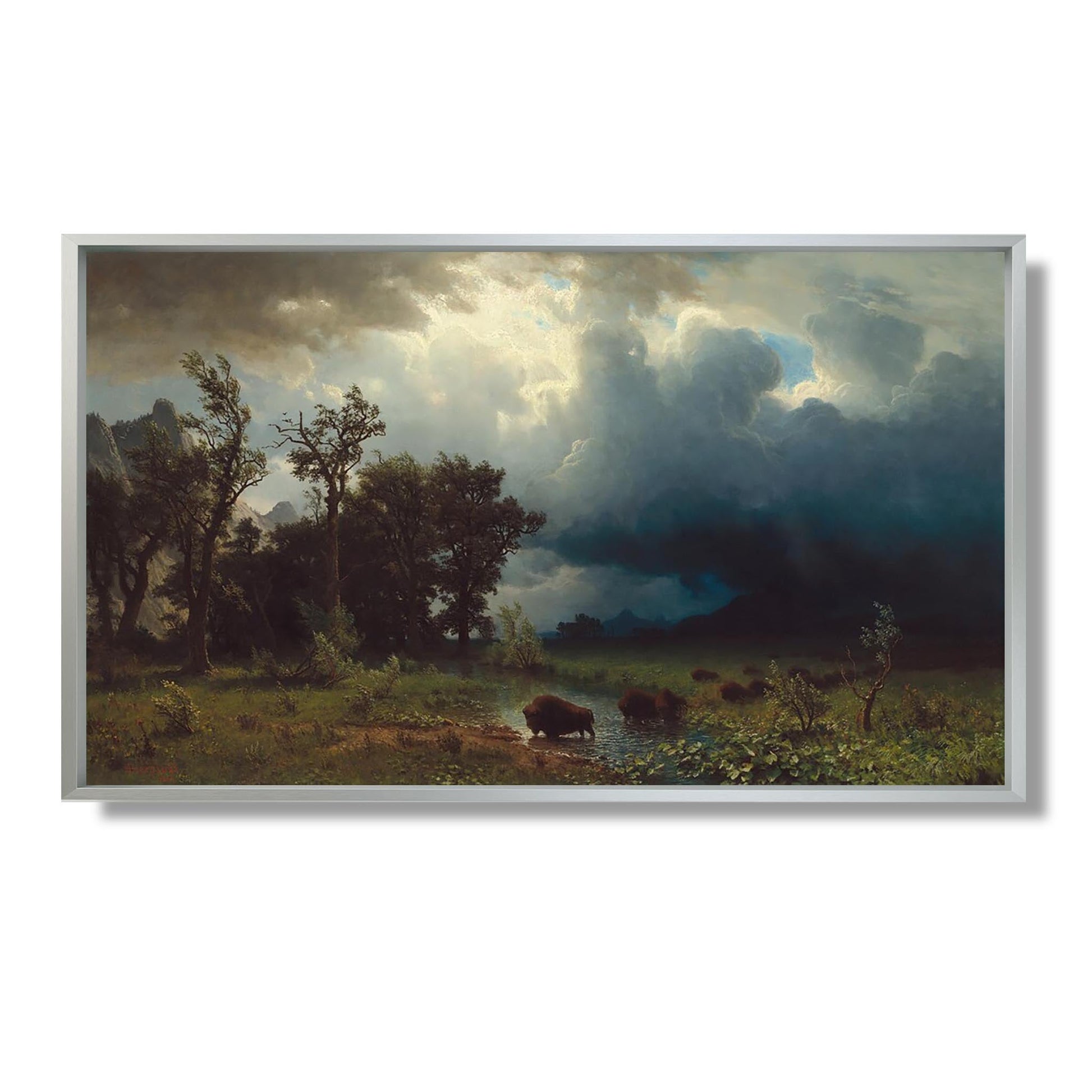 Buffalo Trail : la tempête imminente - Albert Bierstadt - Reproduction Peinture