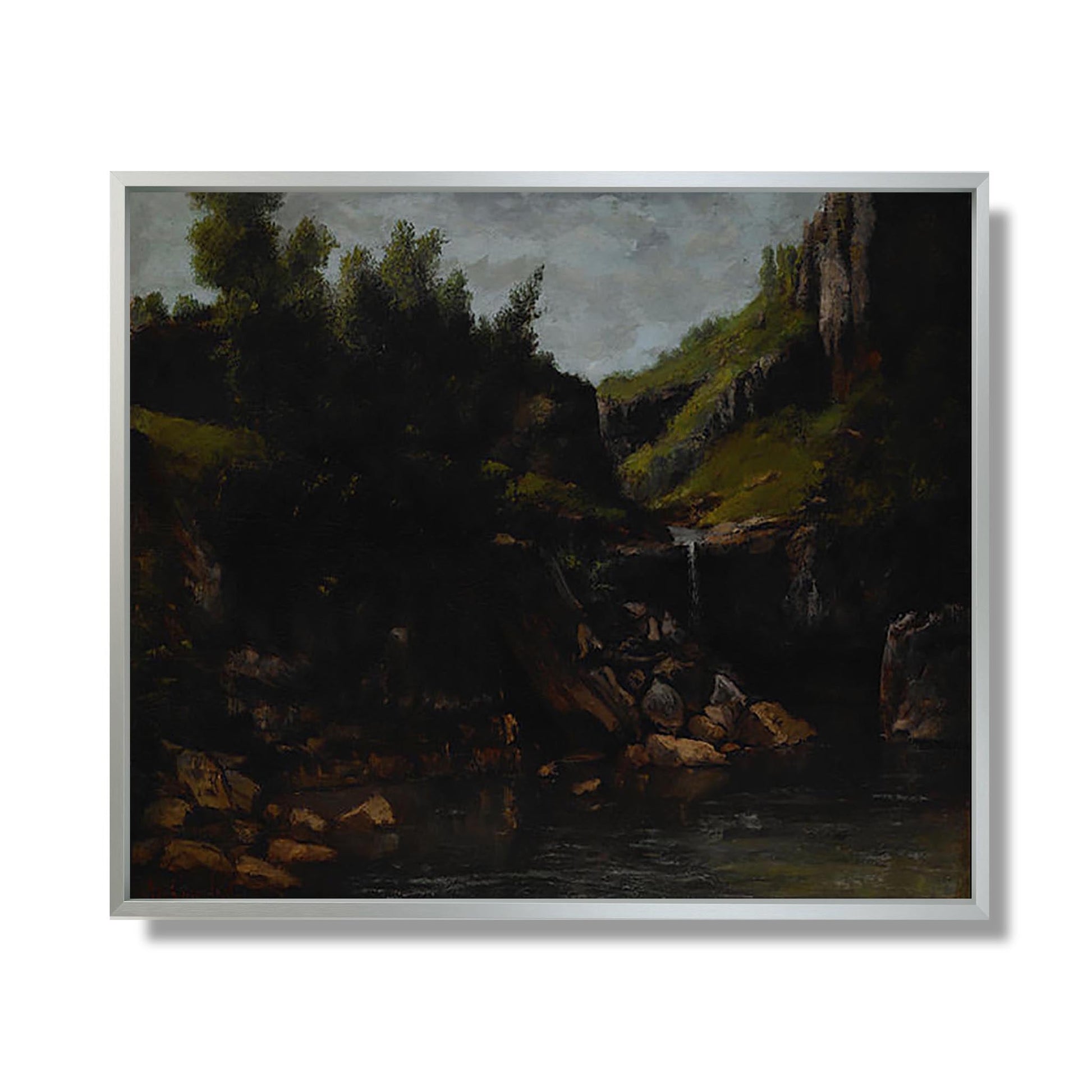 Cascade dans un Paysage Rocheux - Gustave Courbet - Reproduction Peinture