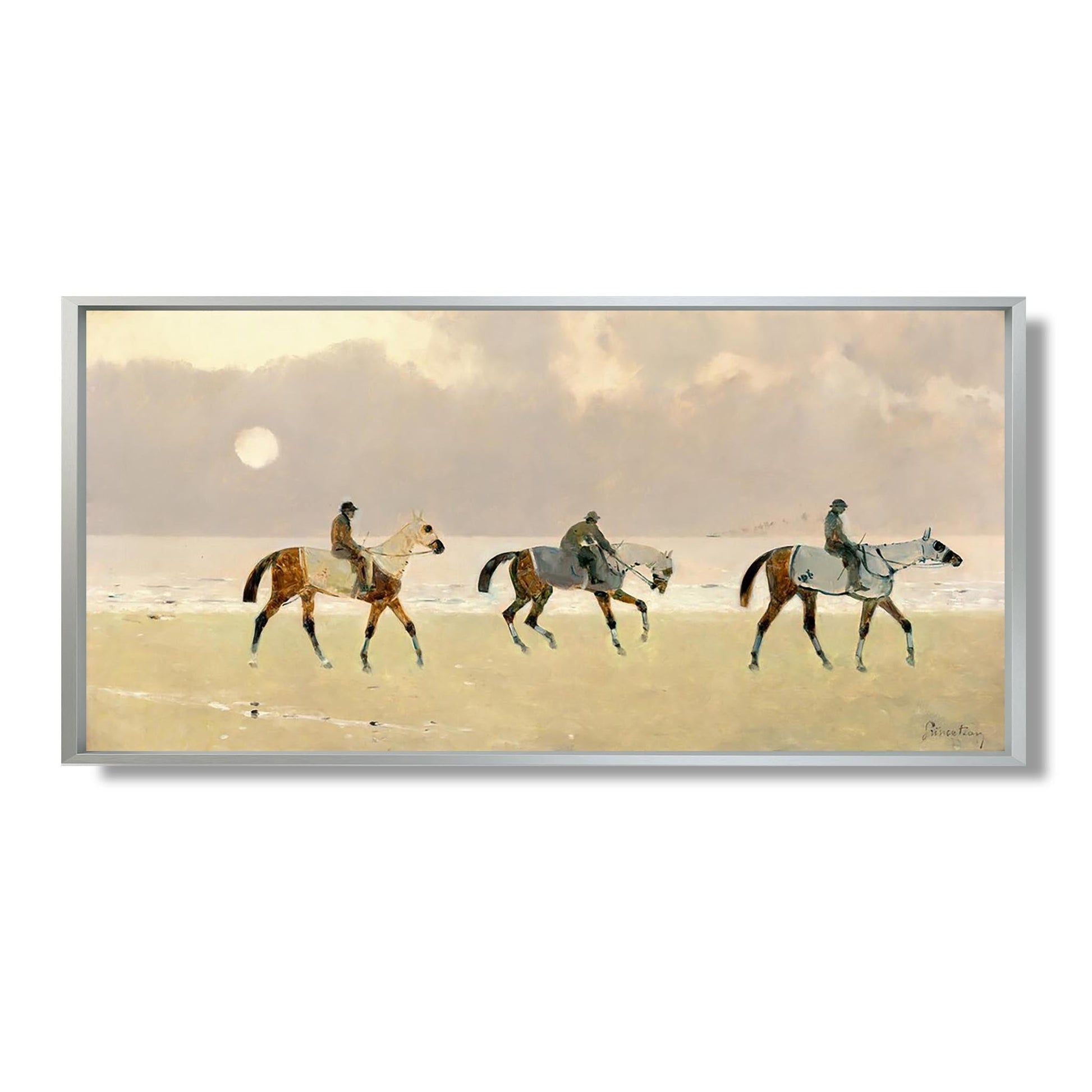 Cavaliers sur la plage de Dieppe - Rene Pierre Charles Princeteau - Reproduction Peinture