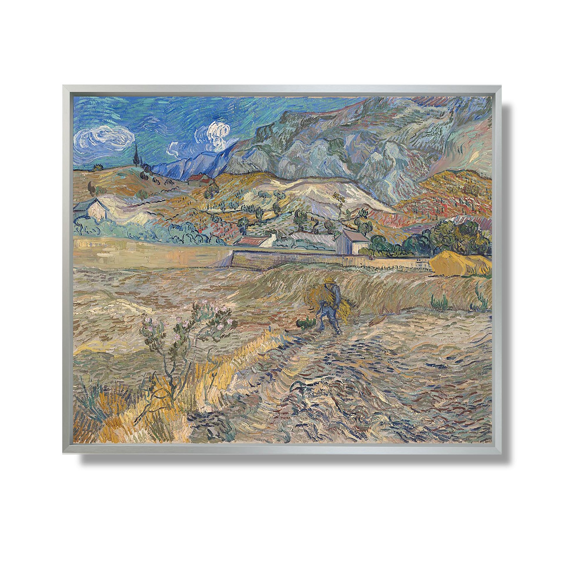 Champ de blé clos avec paysan / Paysage à Saint-Rémy - Vincent Van Gogh - Reproduction Peinture