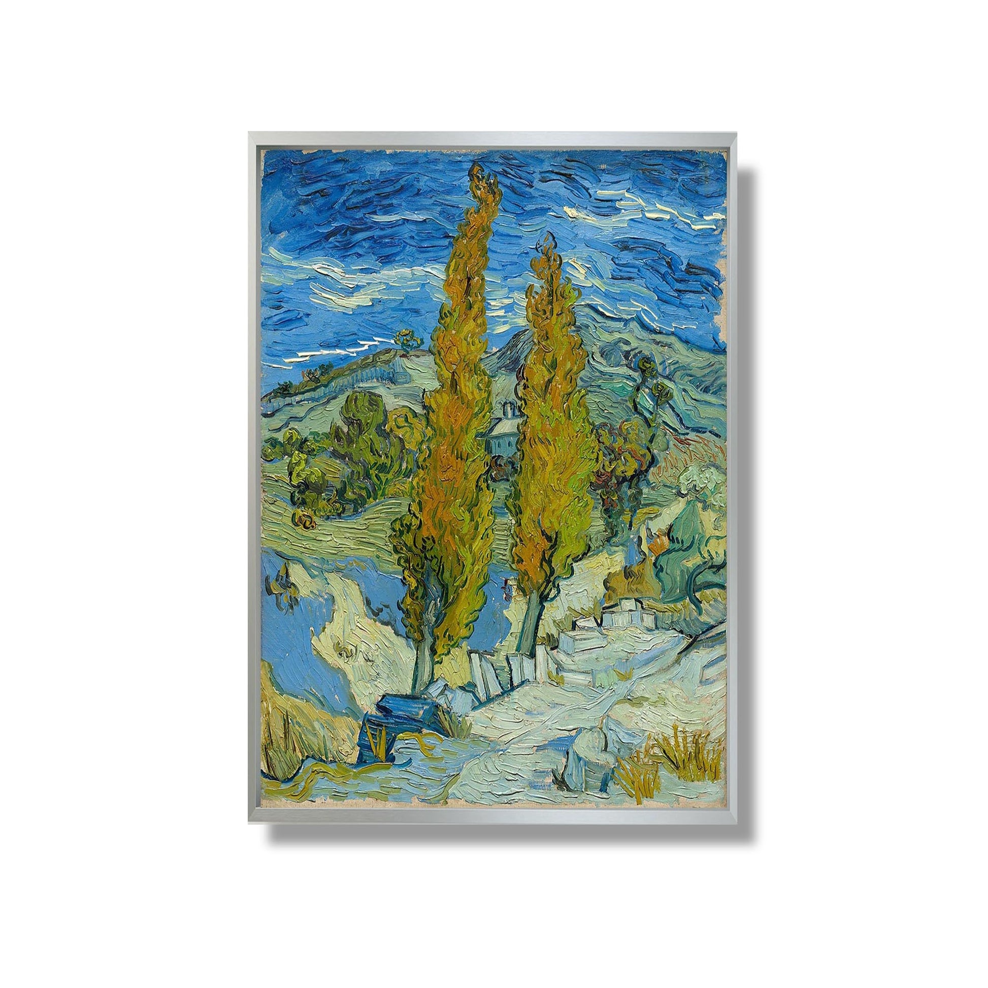 Deux Peupliers sur une Route à travers les Collines - Vincent Van Gogh - Reproduction Peinture