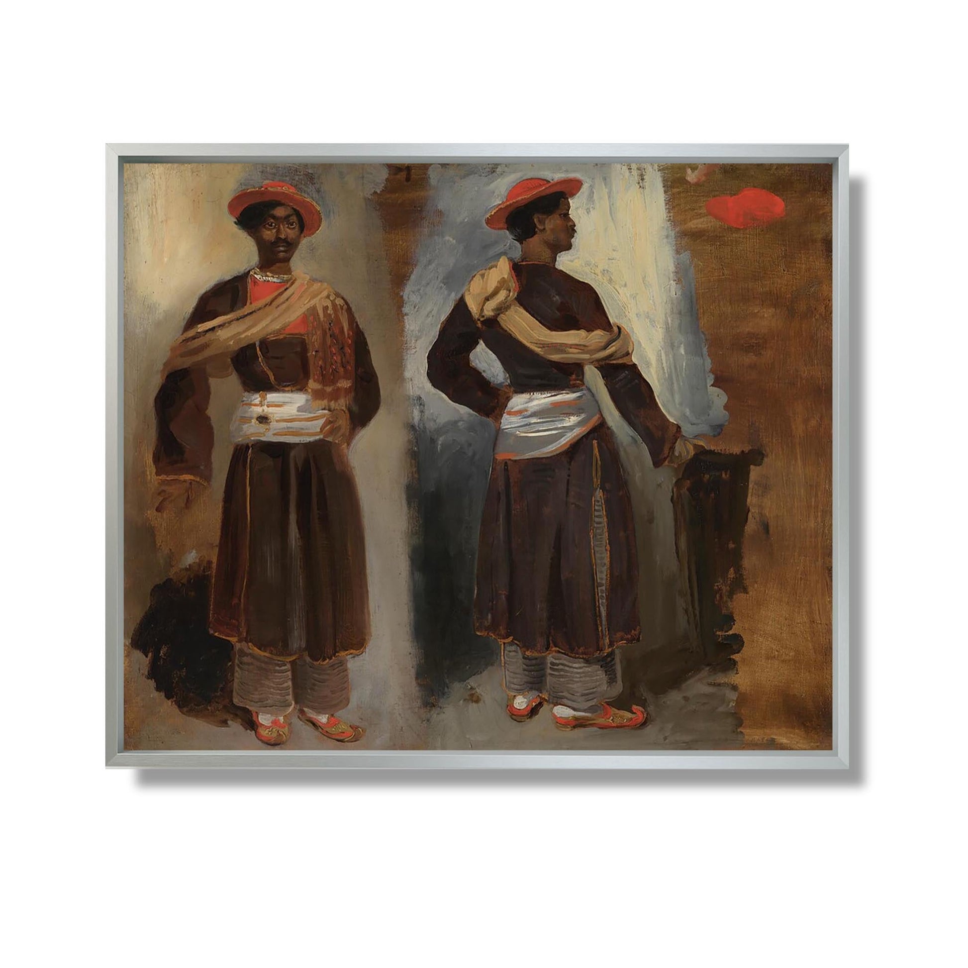 Deux études d'un Indien debout de Calcutta - Eugène Delacroix - Reproduction Peinture