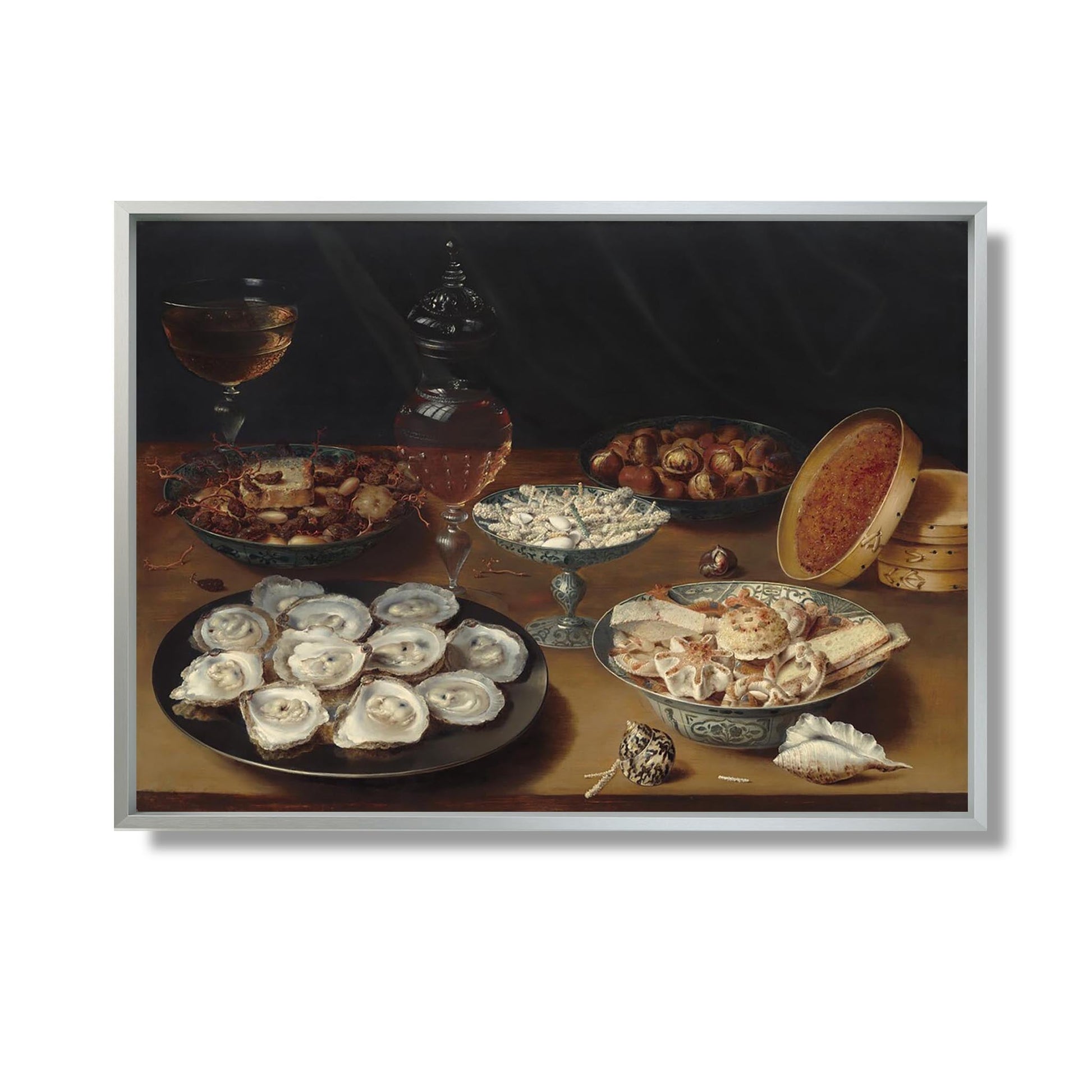Dishes with Oysters, Fruit, and Wine - Osias Beert the Elder - Reproduction Peinture