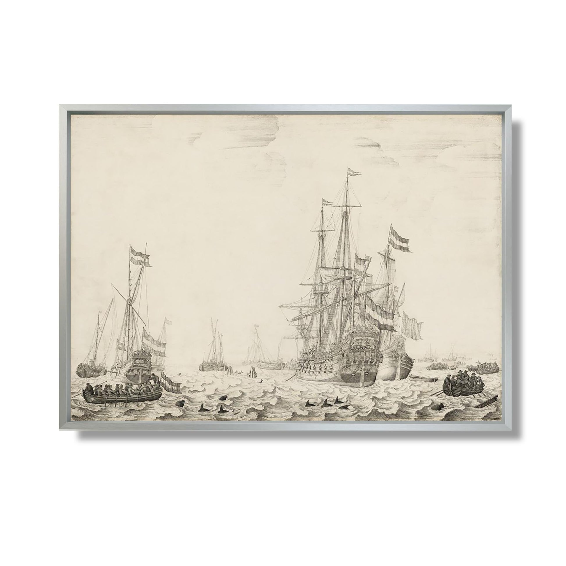 Dutch Ships near the Coast - Willem van de Velde the Elder - Reproduction Peinture