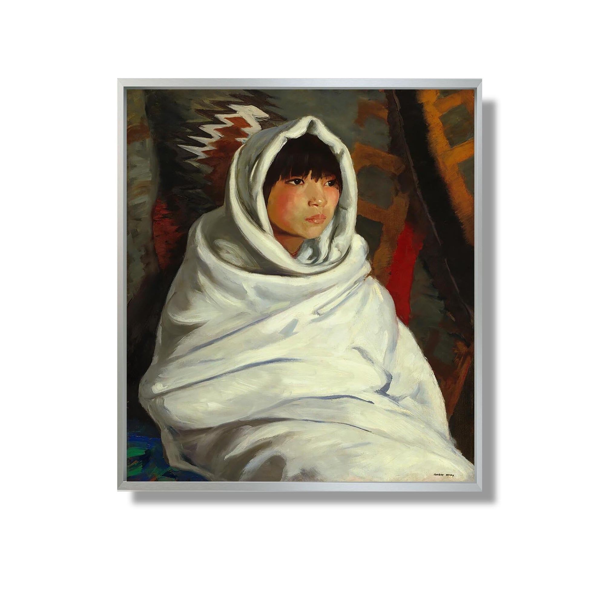 Fille indienne dans une couverture blanche - Robert Henri - Reproduction Peinture