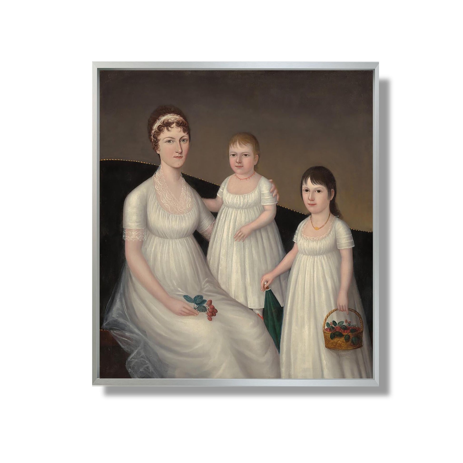 Grace Allison McCurdy (Mrs. Hugh McCurdy) and Her Daughters, Mary Jane and Letitia Grace, - Joshua Johnson - Reproduction Peinture