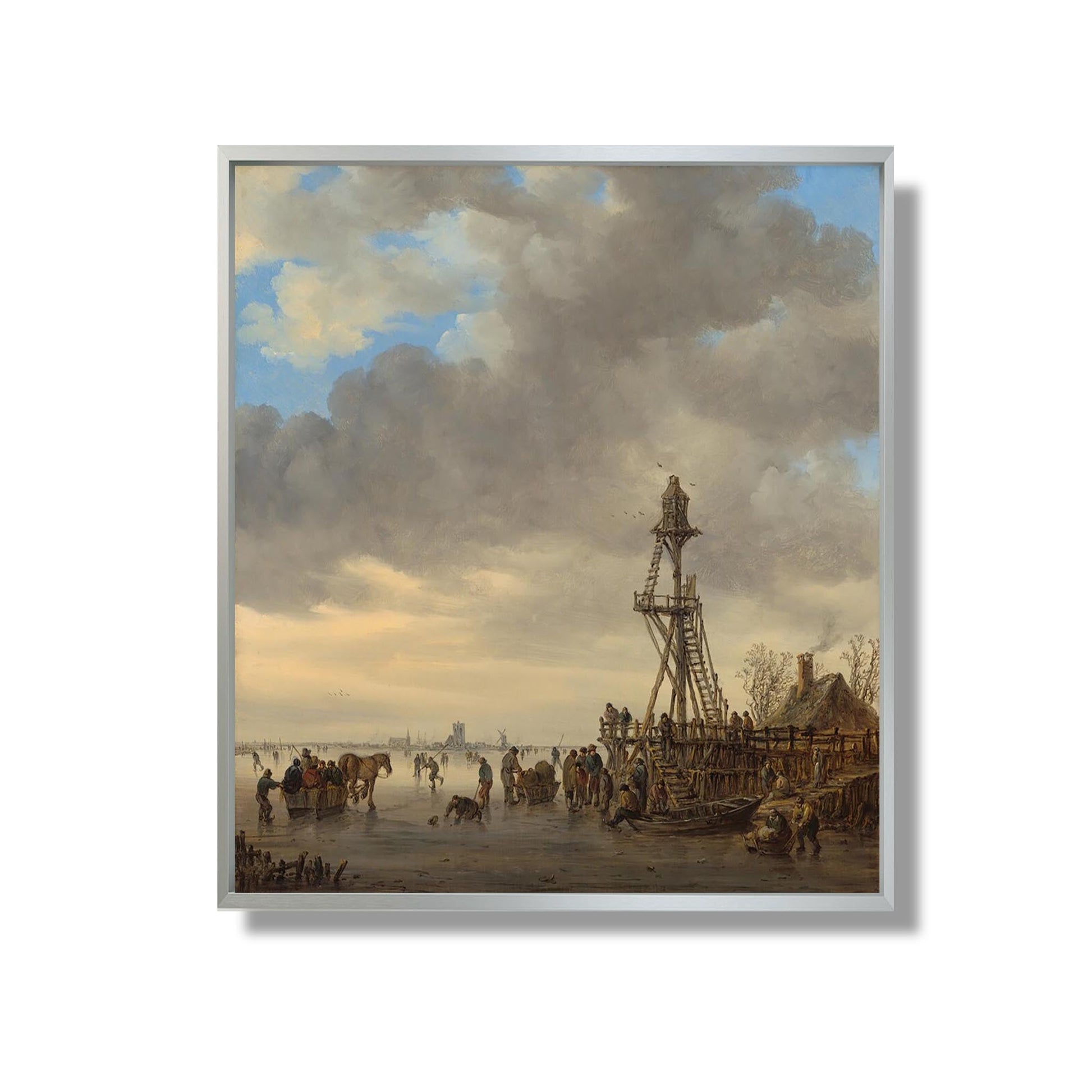 Ice Scene near a Wooden Observation Tower - Jan van Goyen - Reproduction Peinture