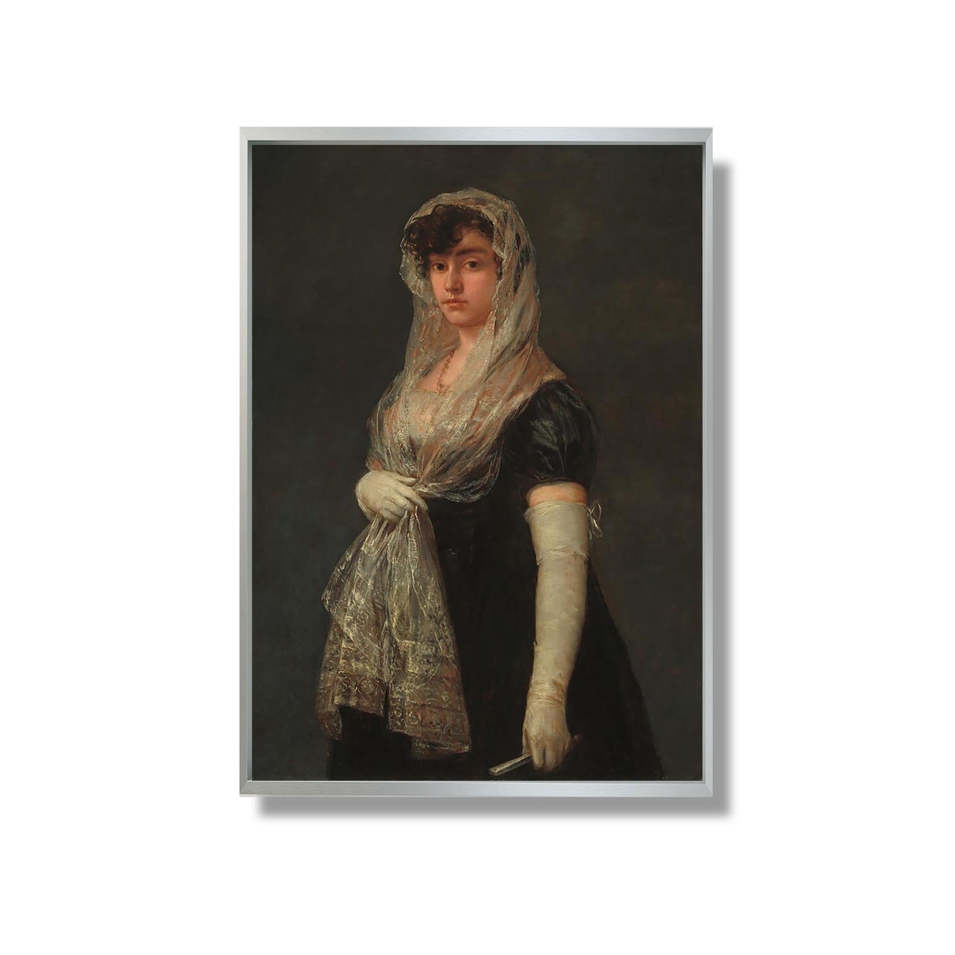 Jeune femme portant une mantille et une basquina - Goya - Reproduction Peinture