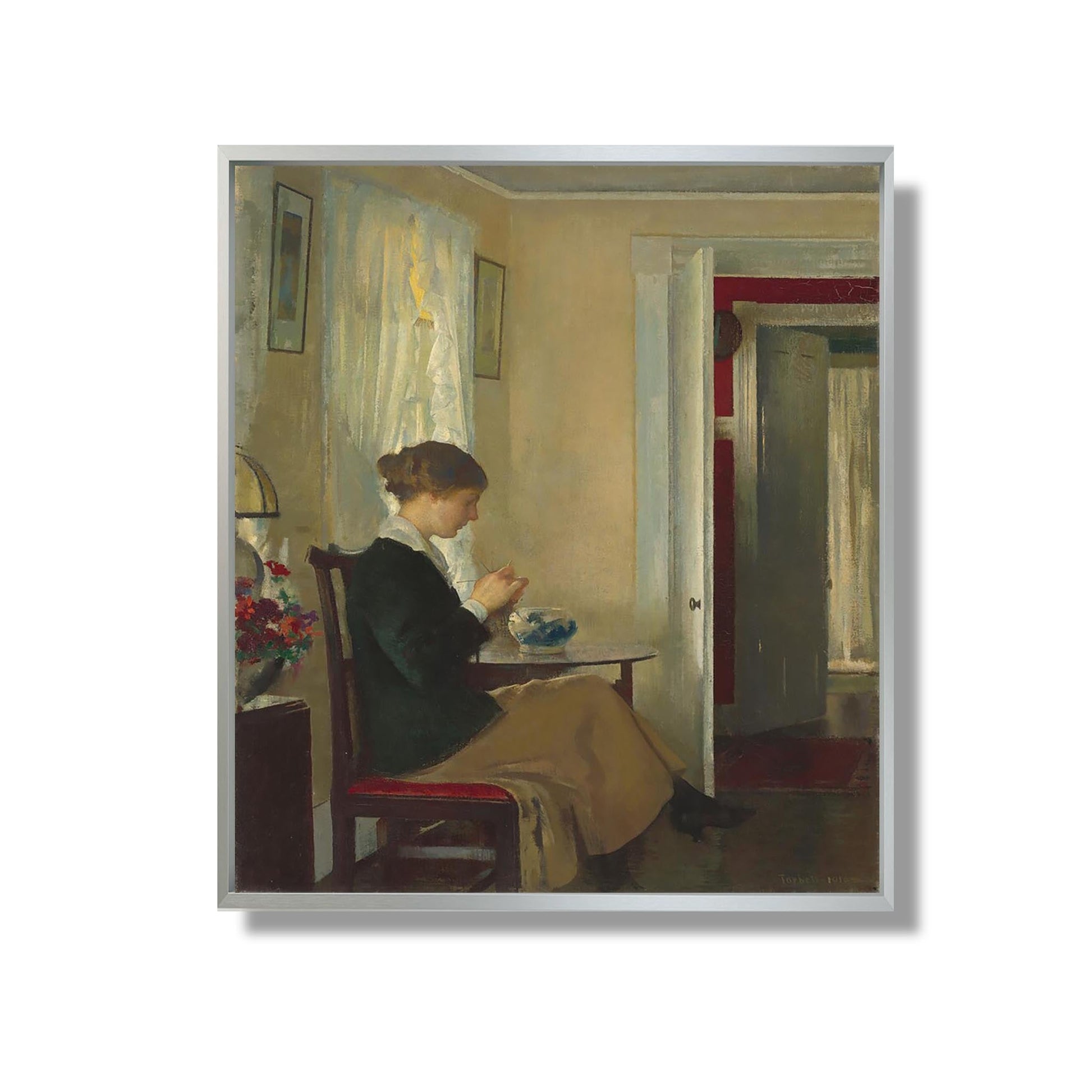 Josephine Knitting - Edmund Tarbell - Reproduction Peinture