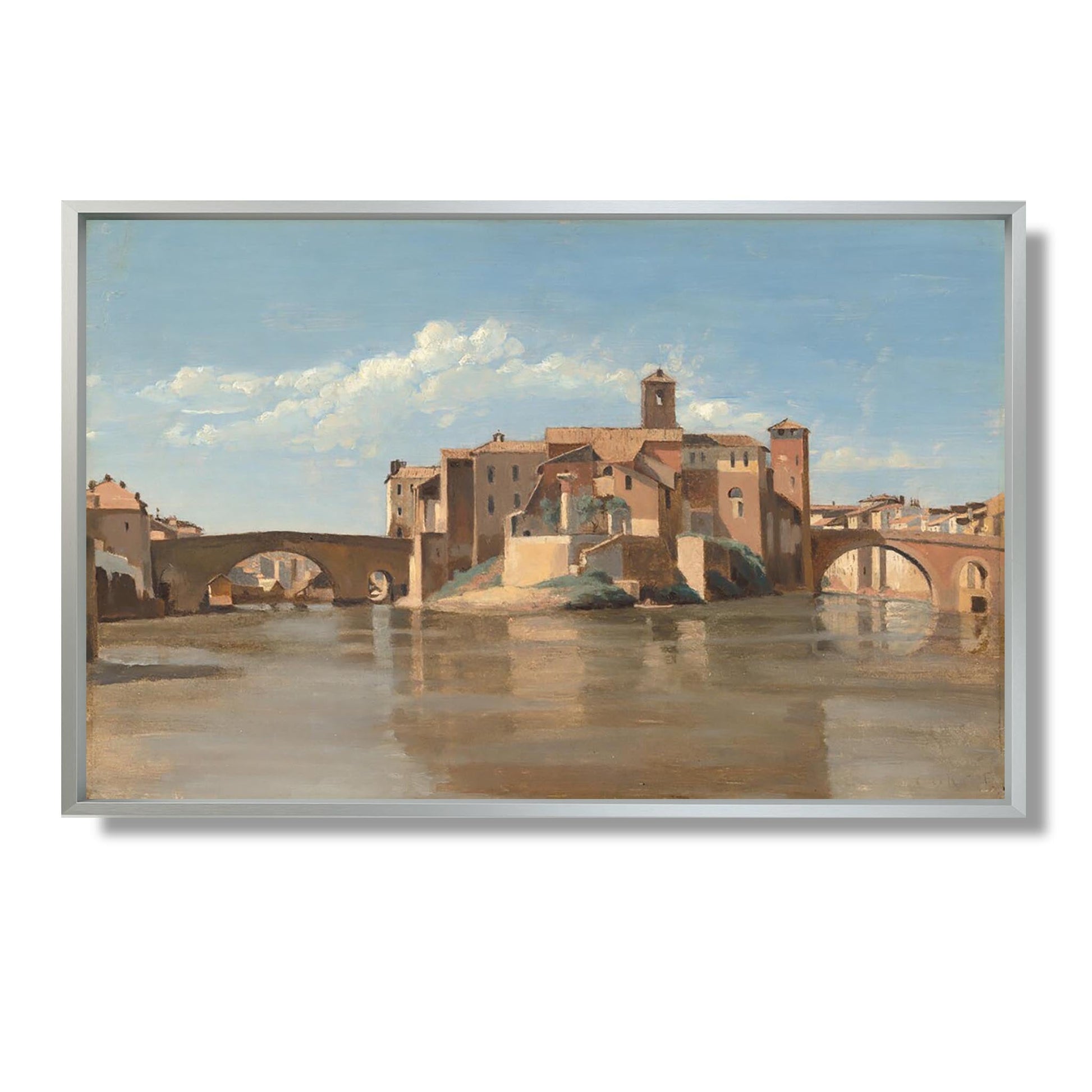 L'Ile et le pont de San Bartolomeo, Rome - Jean-Baptiste-Camille Corot - Reproduction Peinture