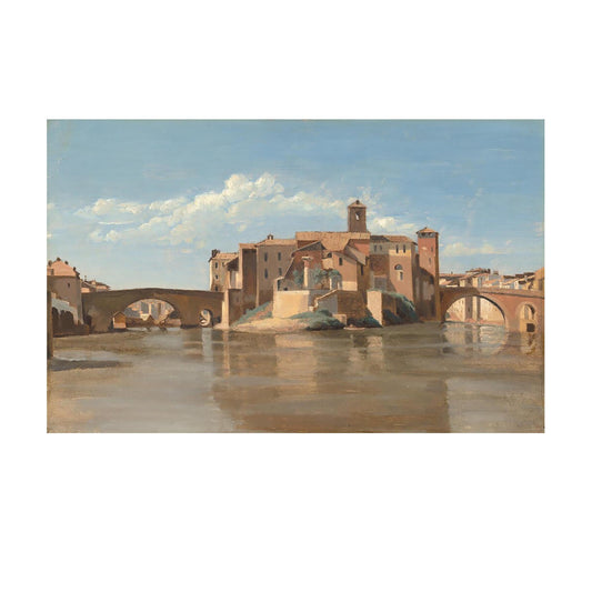 L'Ile et le pont de San Bartolomeo, Rome - Jean-Baptiste-Camille Corot - Reproduction Peinture