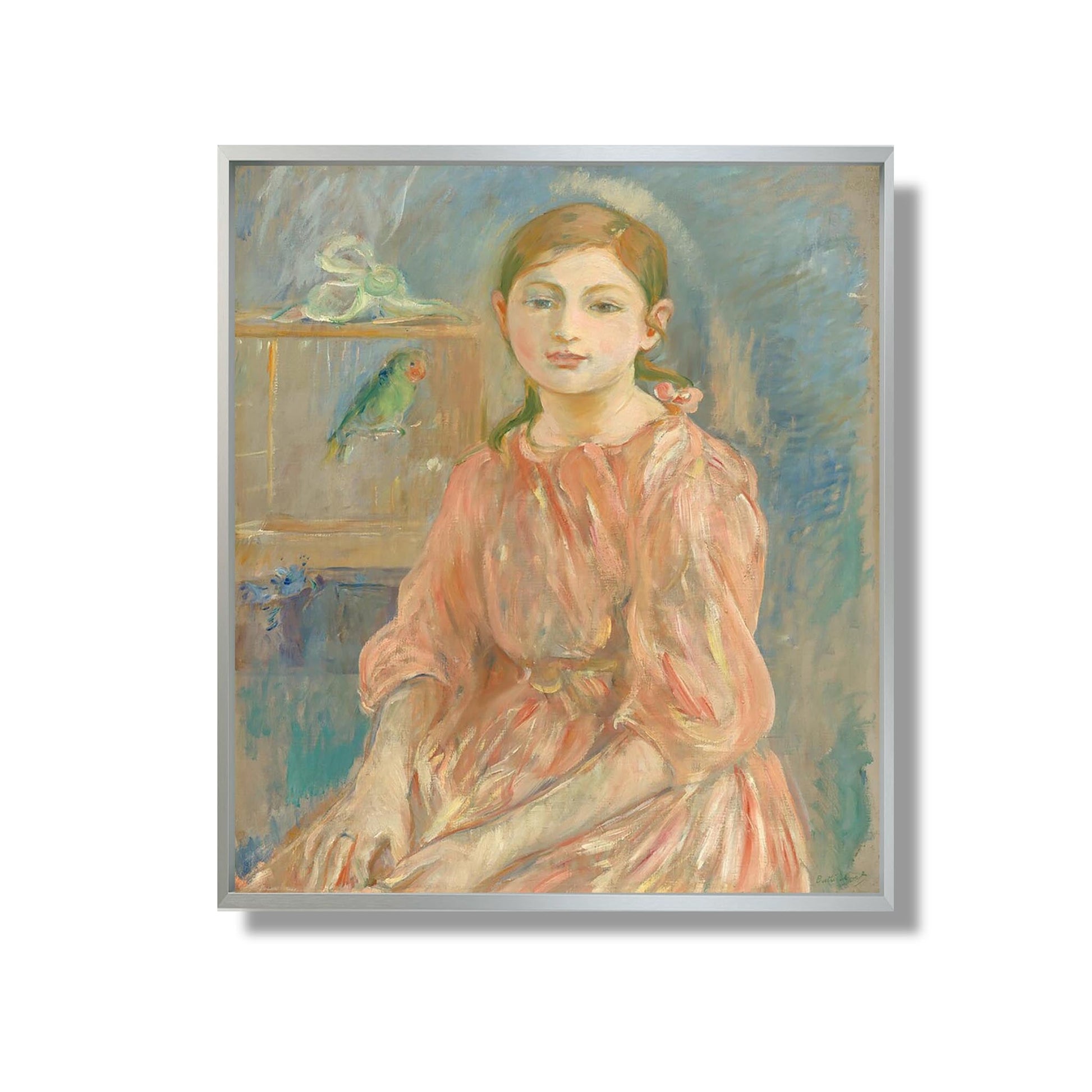 La fille de l'artiste avec une perruche - Berthe Morisot - Reproduction Peinture