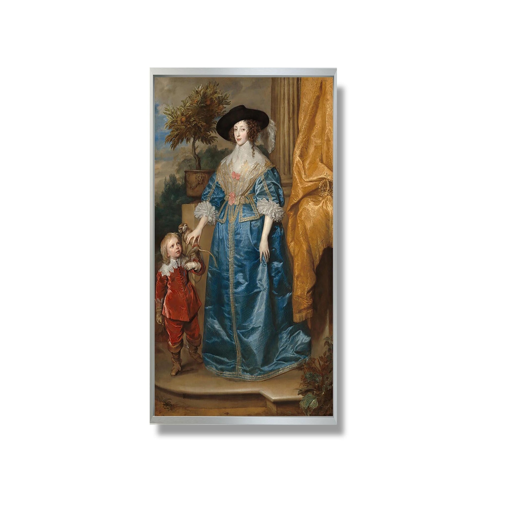 La reine Henrietta Maria avec Sir Jeffrey Hudson - Sir Anthony van Dyck - Reproduction Peinture