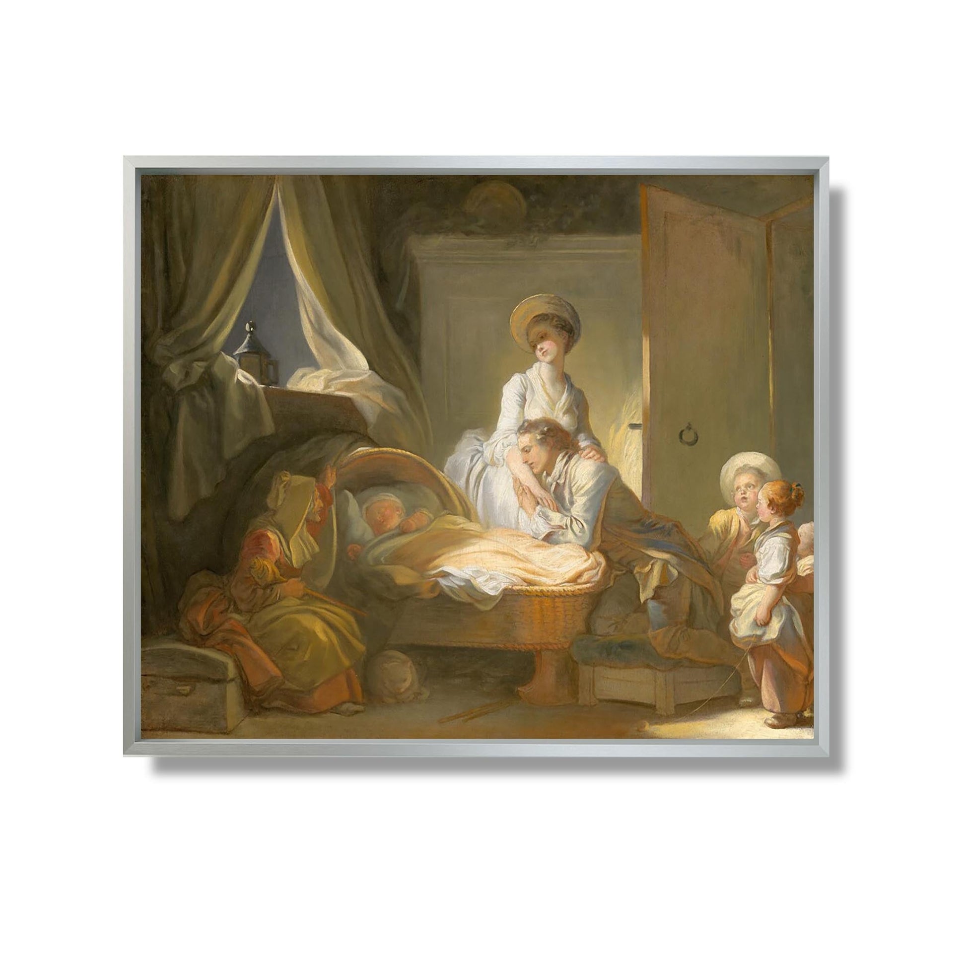 La visite à la crèche - Jean Honoré Fragonard - Reproduction Peinture