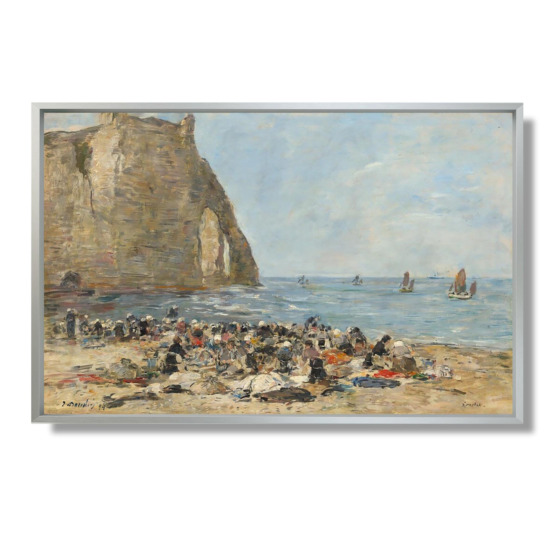 Lavandières sur la Plage d'Etretat - Eugène Boudin - Reproduction Peinture