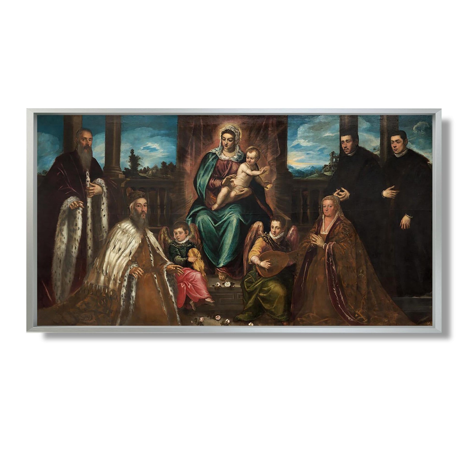 Le doge Alvise Mocenigo et sa famille devant la Vierge à l'Enfant - Jacopo Tintoretto - Reproduction Peinture