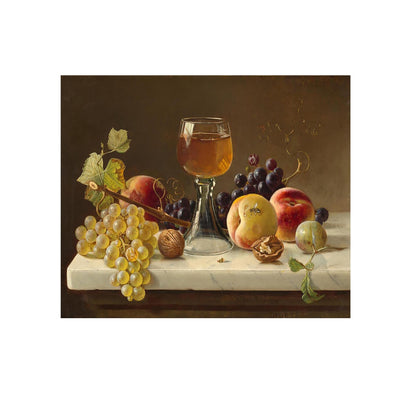 Marble Tabletop with Fruit and Wineglass - Milne Ramsey - Reproduction Peinture