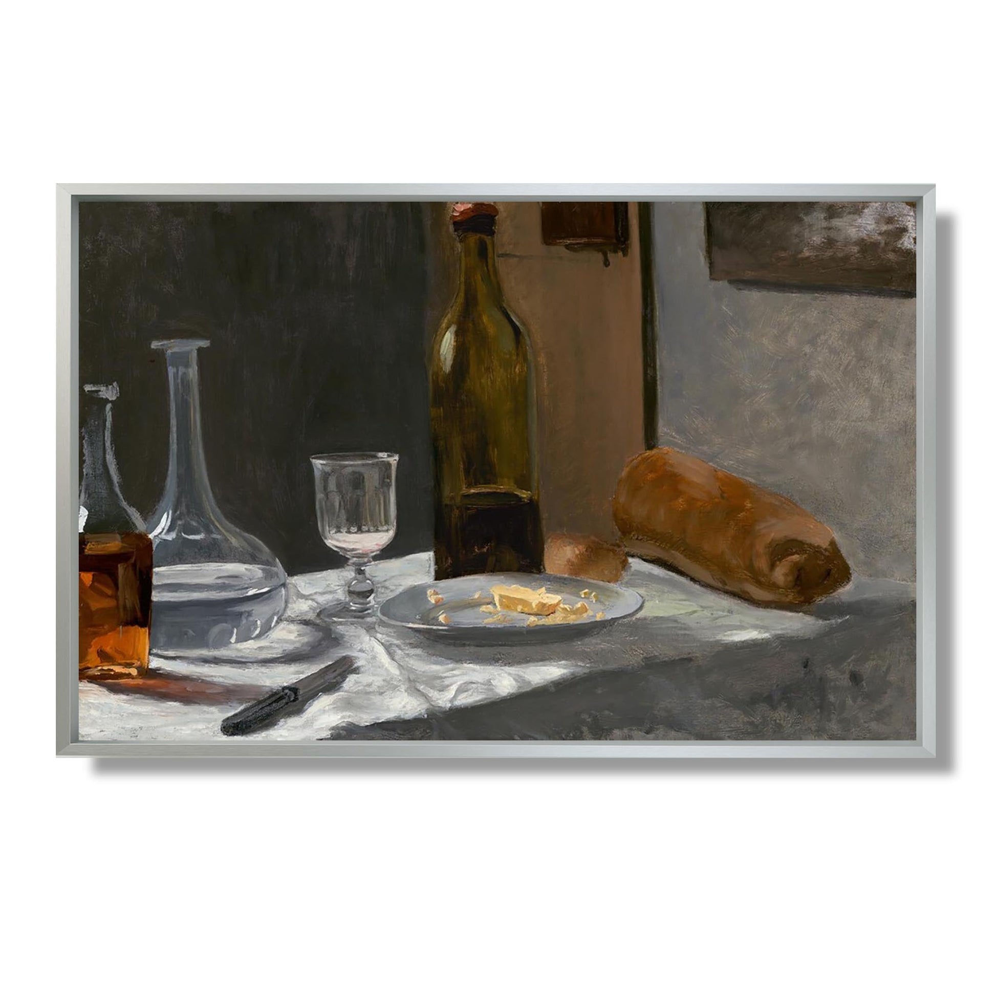 Nature morte avec bouteille, carafe, pain et vin - Claude Monet - Reproduction Peinture