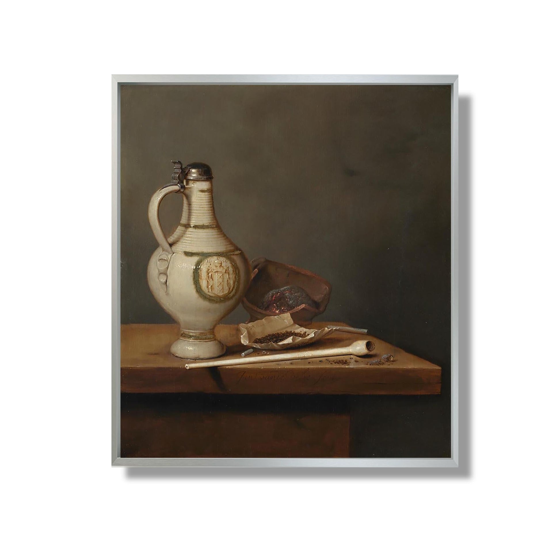 Nature morte avec cruche et pipe en grès - Jan Jansz van de Velde III - Reproduction Peinture