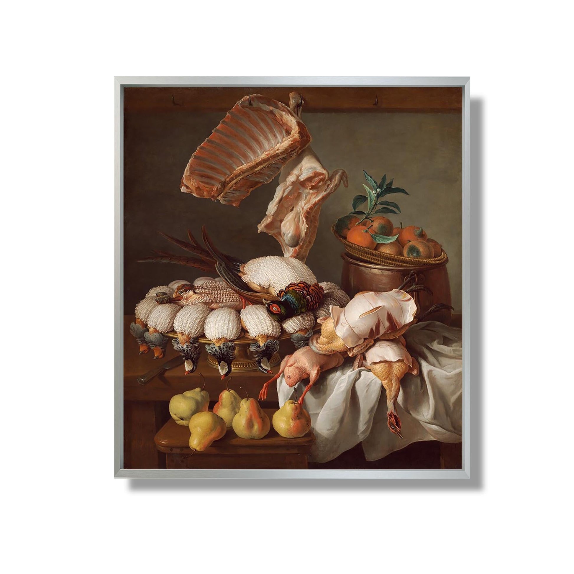 Nature morte avec gibier, viande et fruits préparés - Alexandre-François Desportes - Reproduction Peinture