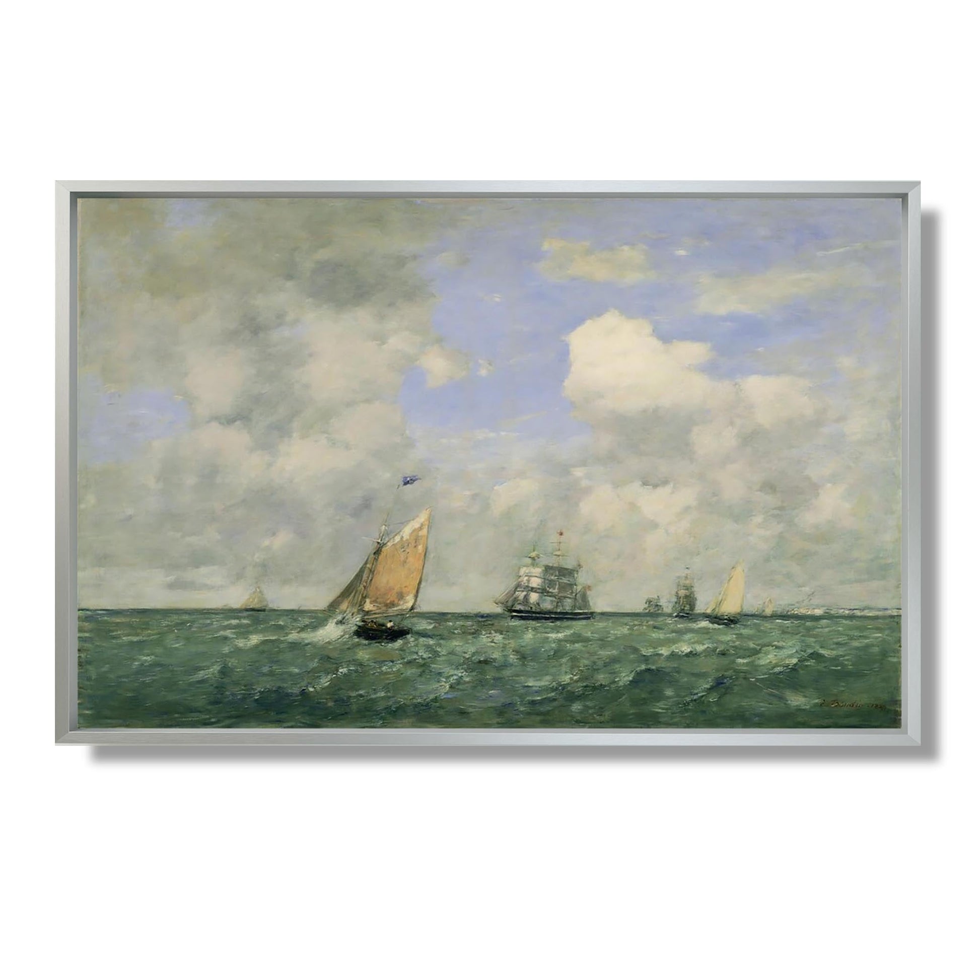 Navires et voiliers au départ du Havre - Eugène Boudin - Reproduction Peinture