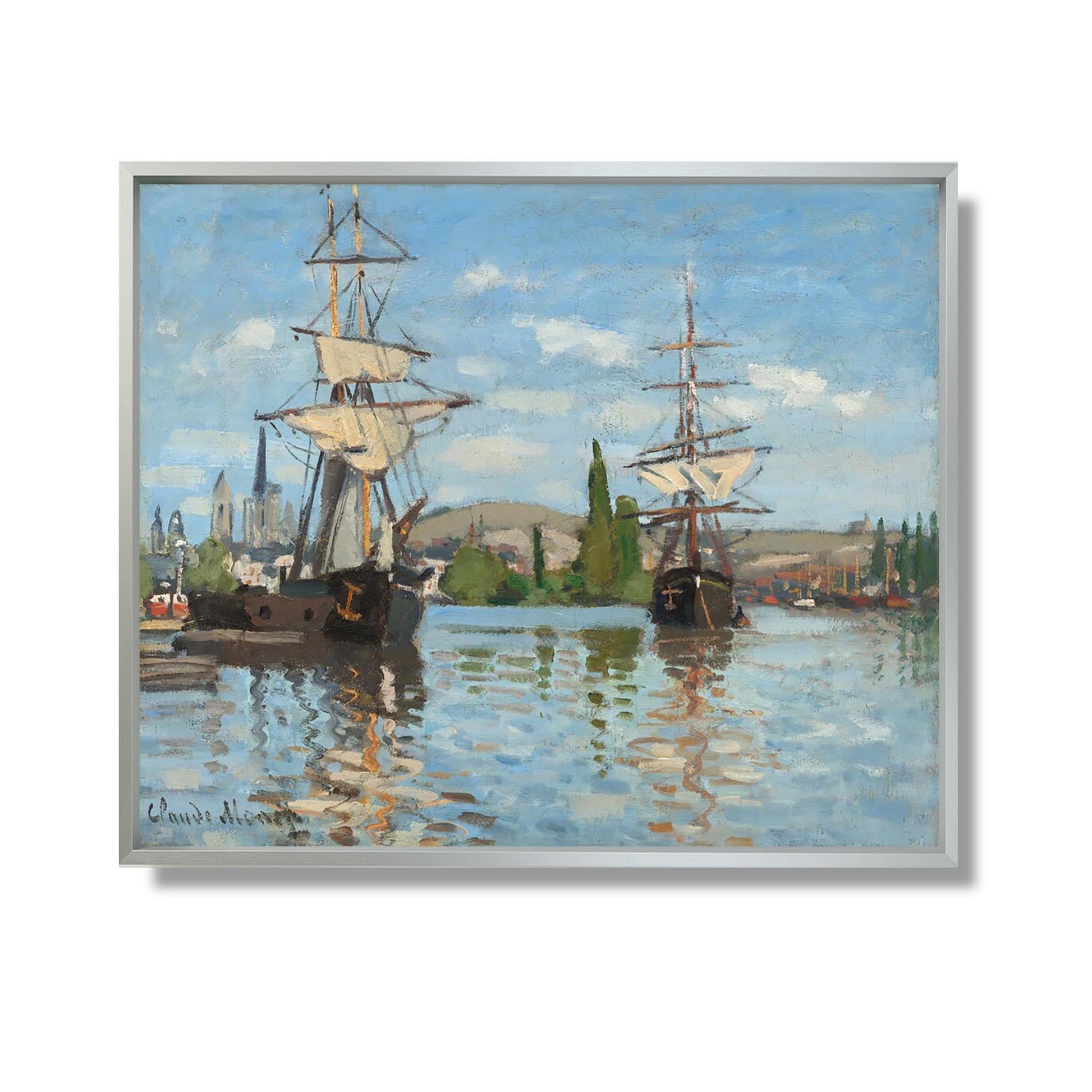 Navires naviguant sur la Seine à Rouen - Claude Monet - Reproduction Peinture