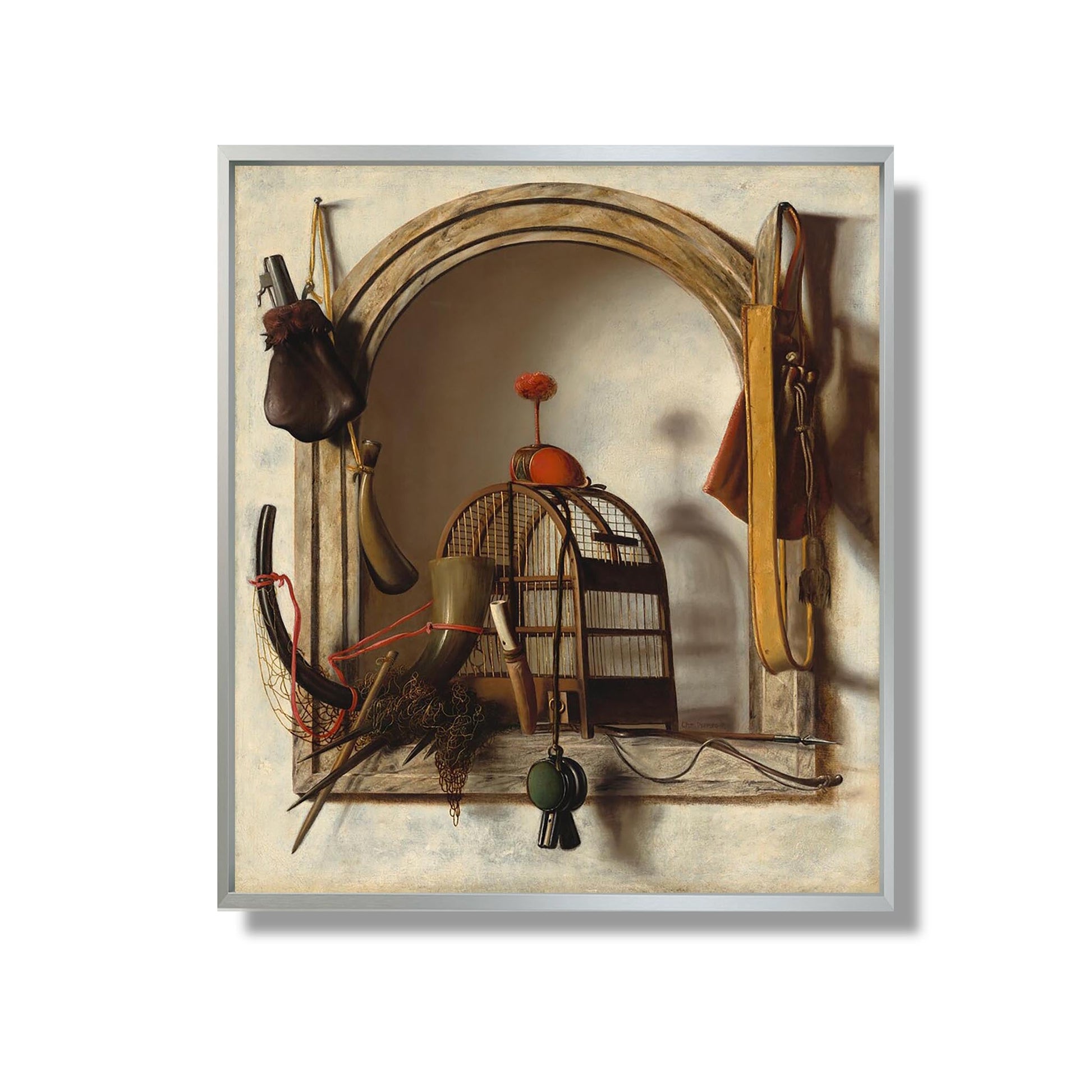 Niche with Falconry Gear - Christoffel Pierson - Reproduction Peinture