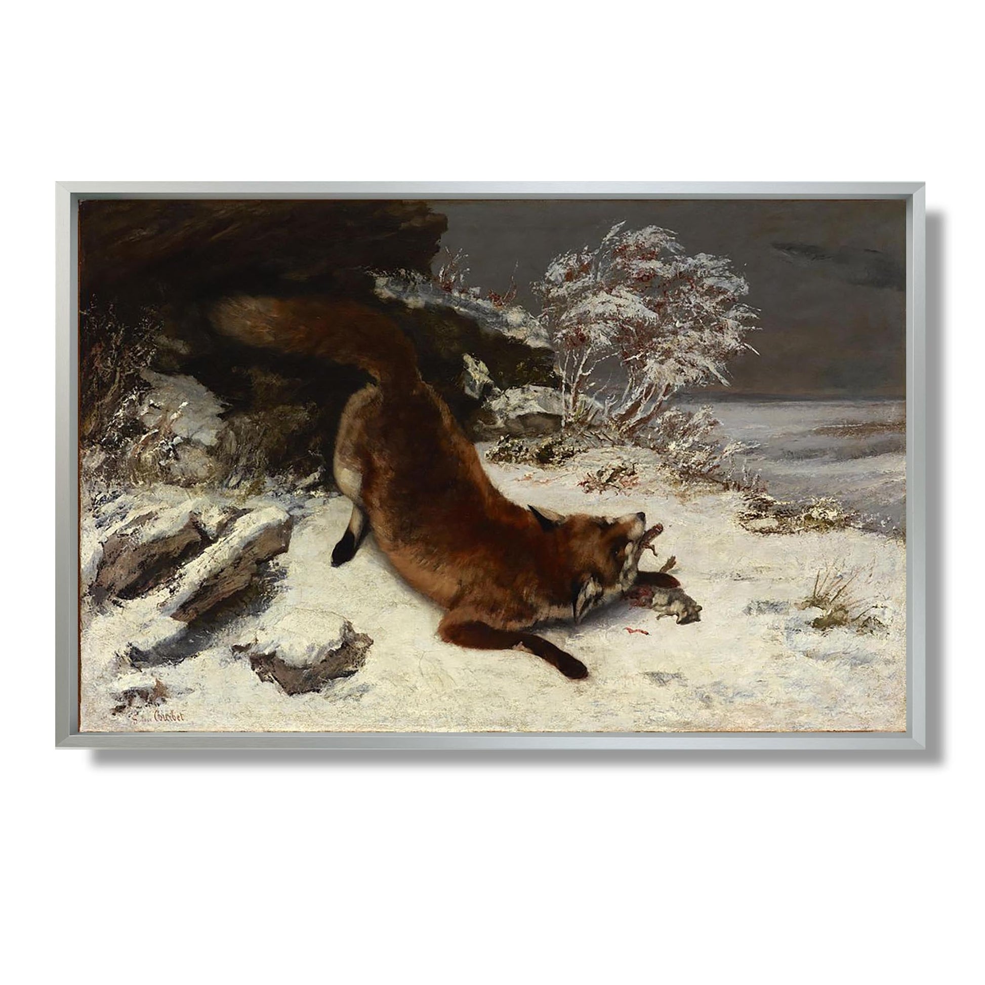 Renard dans la Neige - Gustave Courbet - Reproduction Peinture
