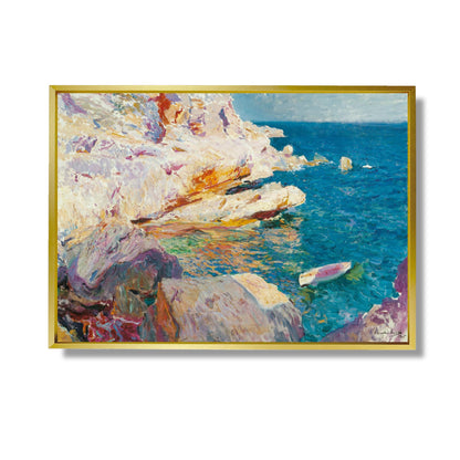 Rocks at Jávea and the White Boat - Joaquin Sorolla y Bastida