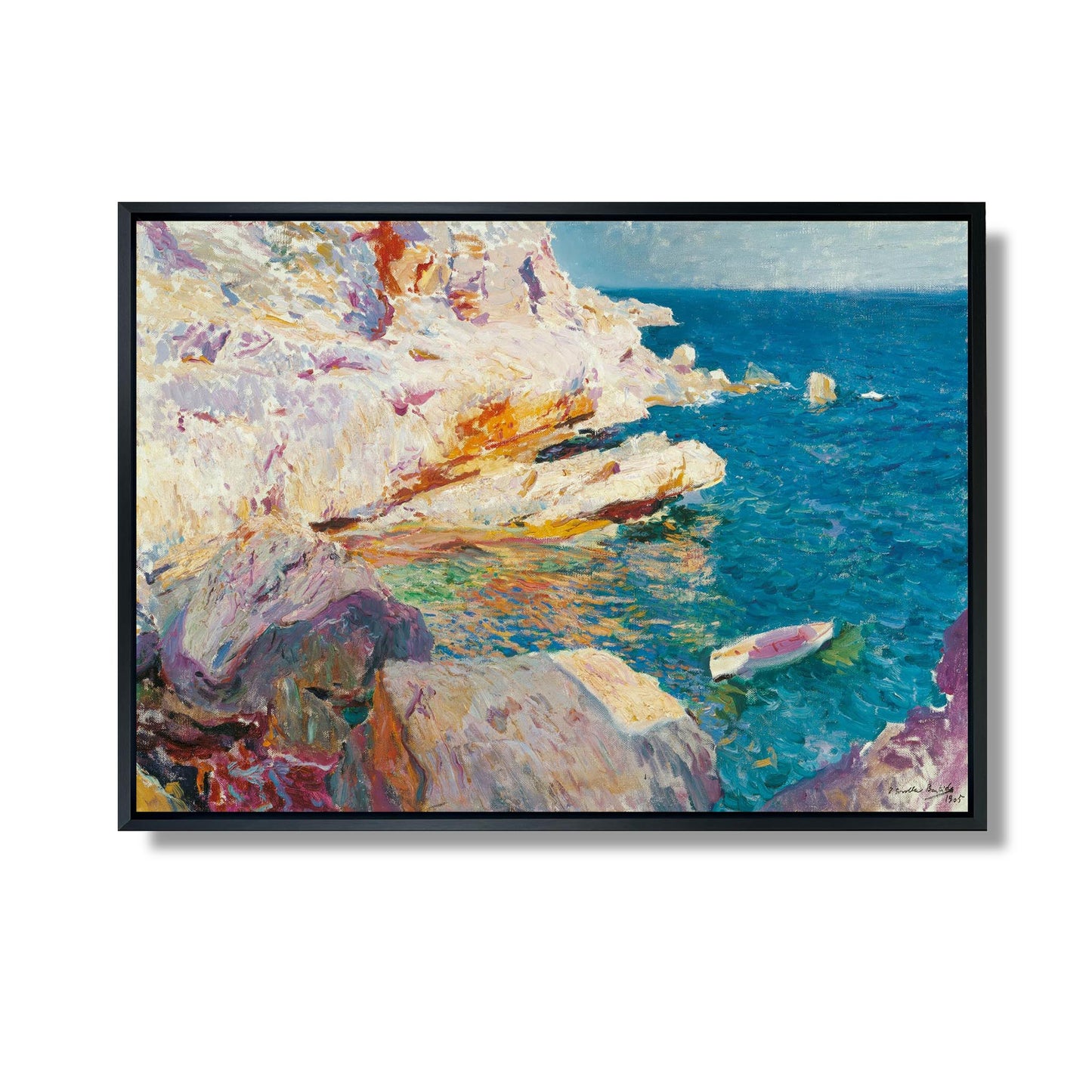 Rocks at Jávea and the White Boat - Joaquin Sorolla y Bastida