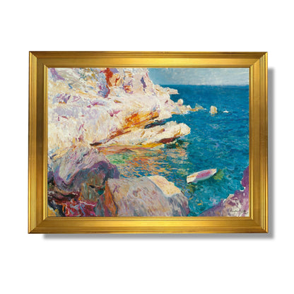 Rocks at Jávea and the White Boat - Joaquin Sorolla y Bastida