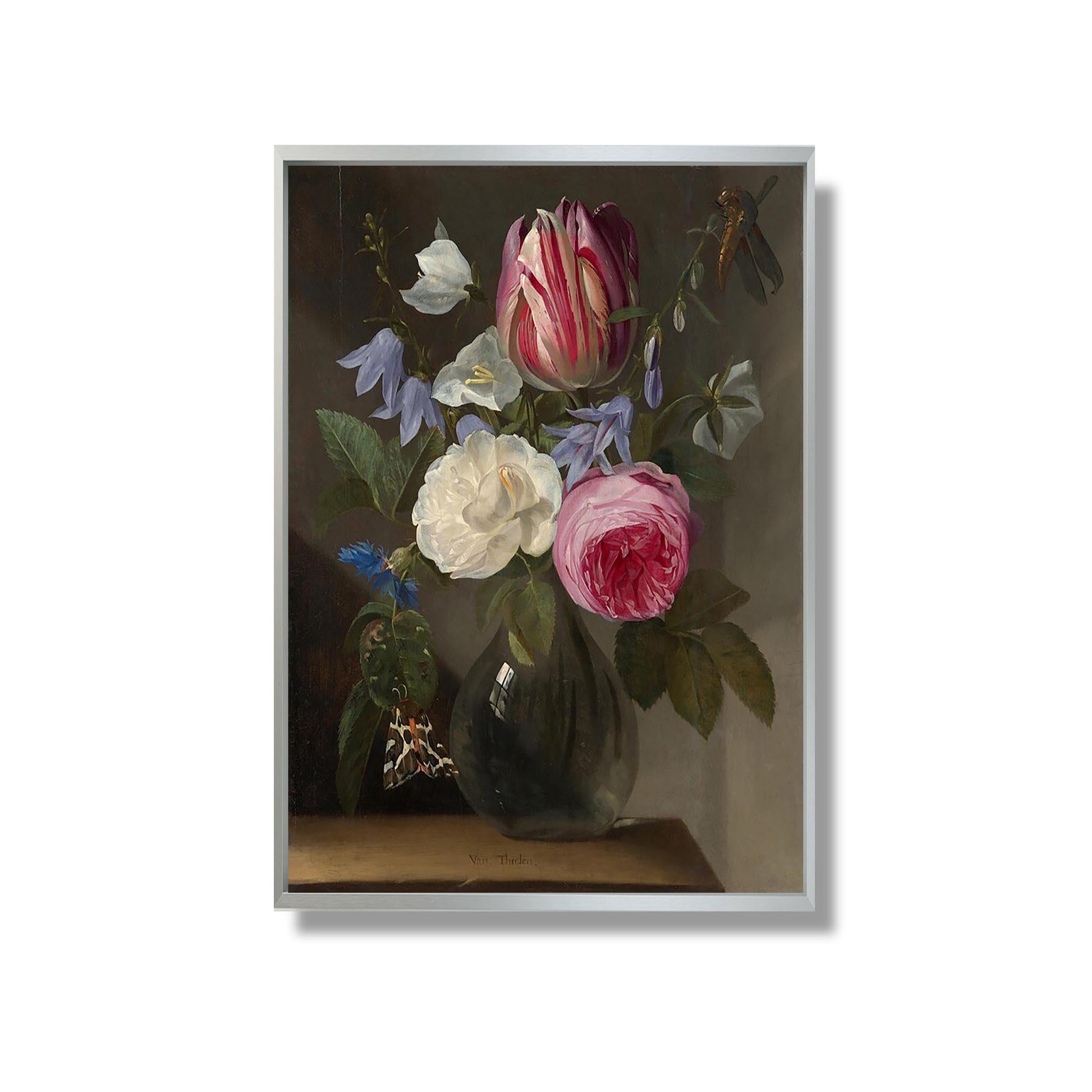 Roses and a Tulip in a Glass Vase - Jan Philips van Thielen - Reproduction Peinture